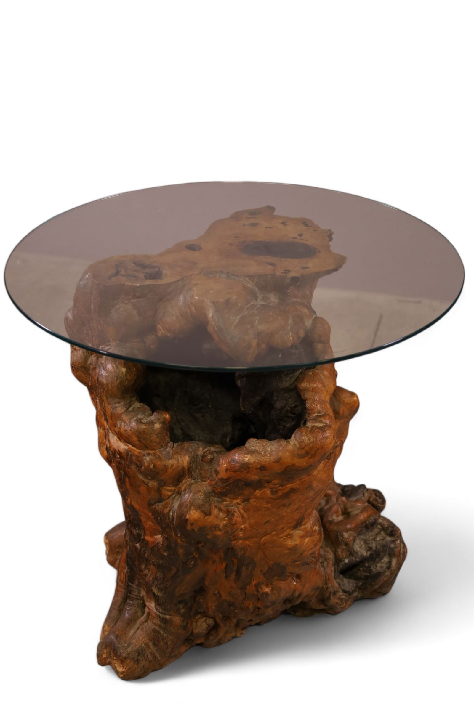 BURL WOOD SIDE TABLE (1 of 2)