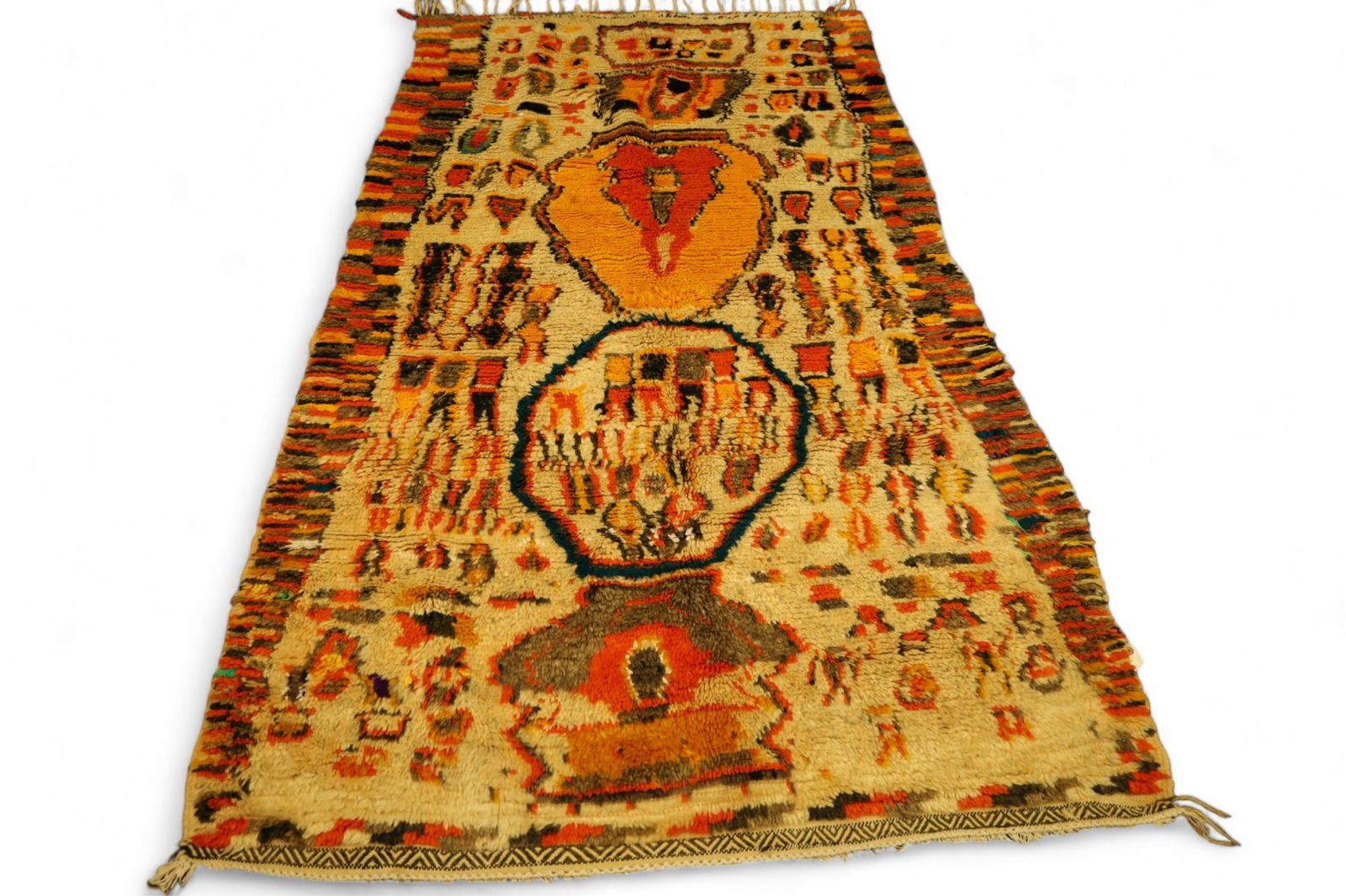 APPROX 4' 2" x 7' 2" HANDMADE WOOL RUG (1 of 4)