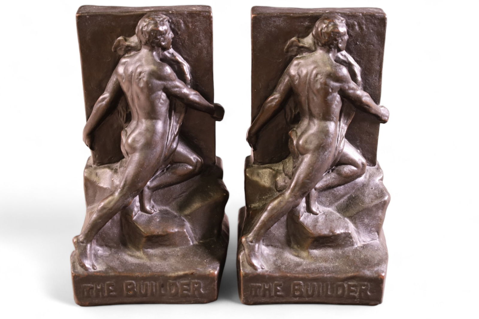 PAIR OF BRONZE CLAD BOOKENDS (1 of 2)