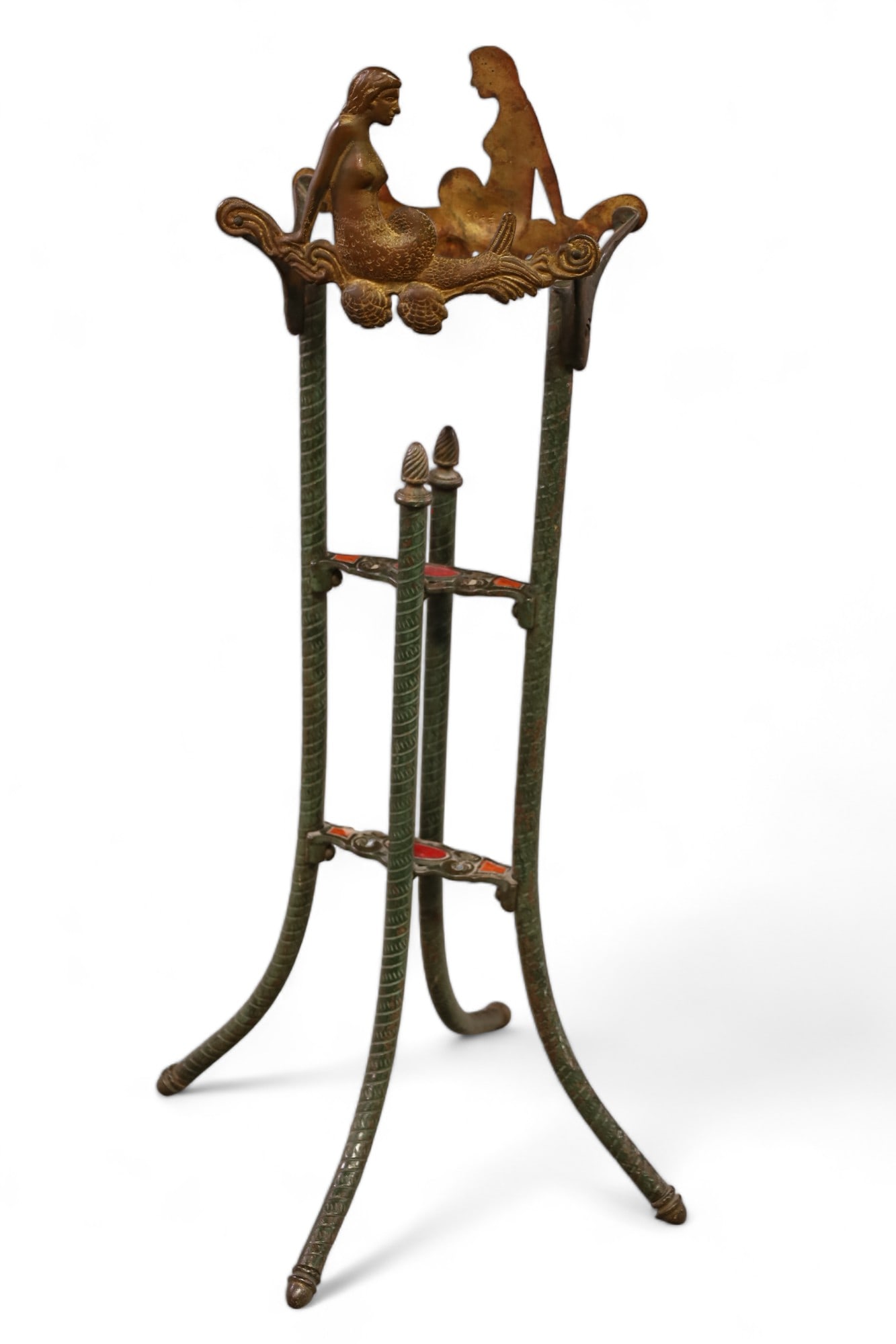 ART DECO CAST IRON FISH BOWL STAND (1 of 4)