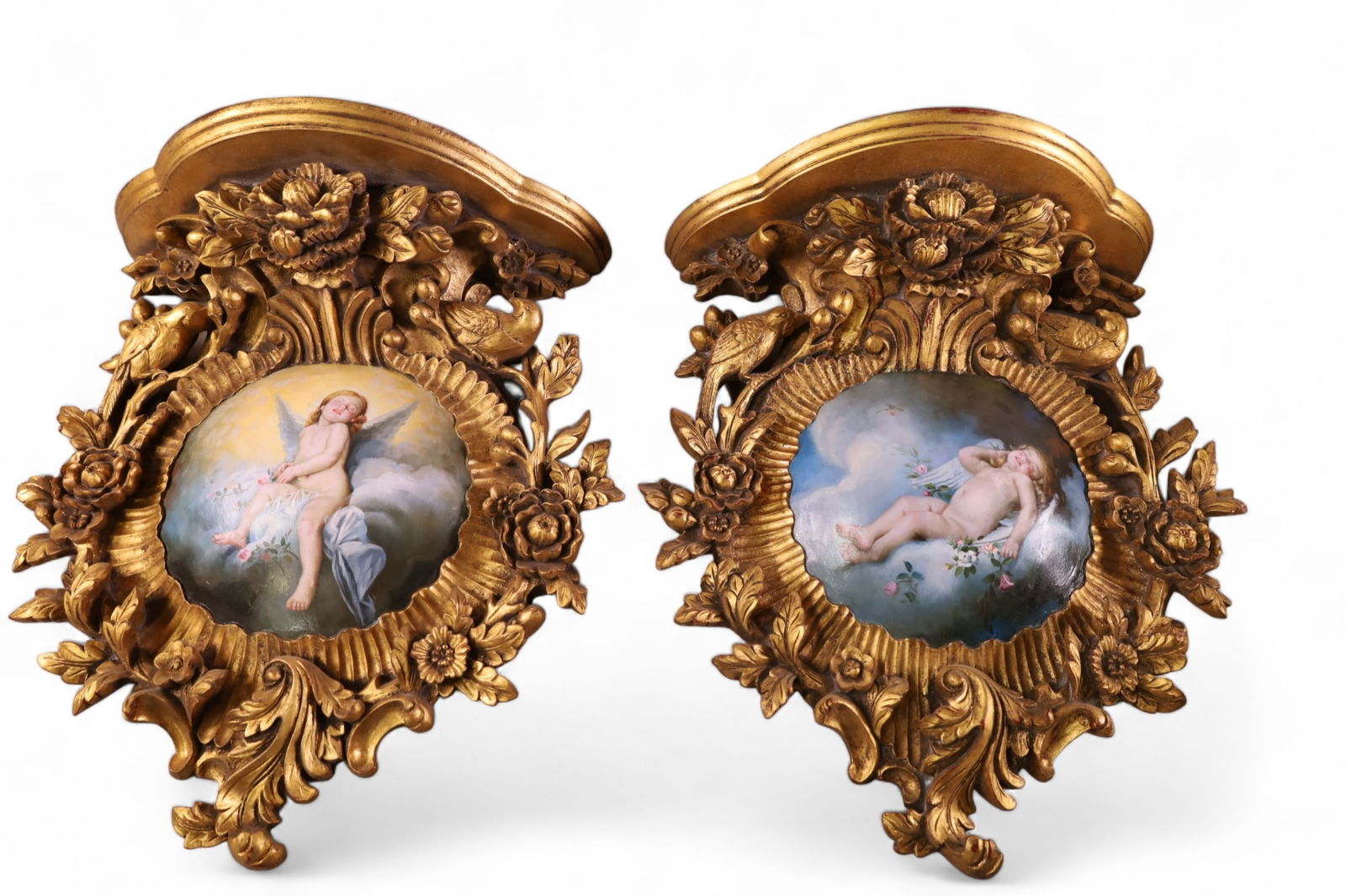 PAIR GOLD GILT WALL BRACKETS (1 of 4)