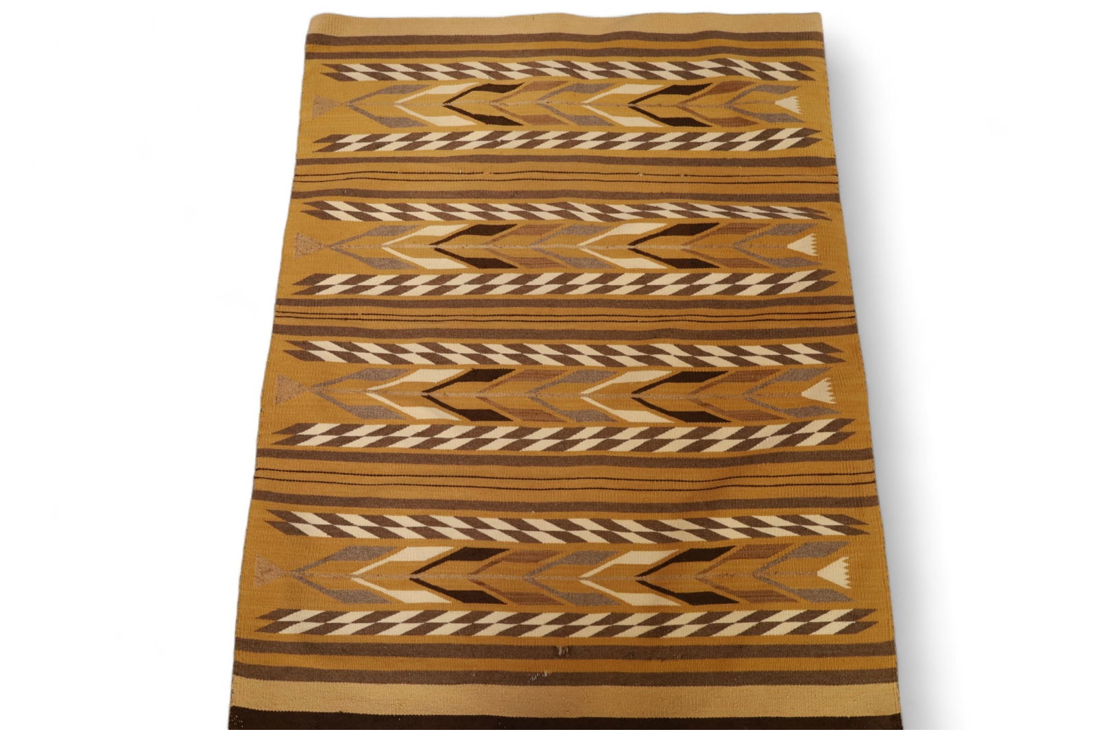 NAVAJO RUG: HANDMADE NATIVE AMERICAN NAVAJO RUG, HOLES, FADING. APPROX 53" x 39"