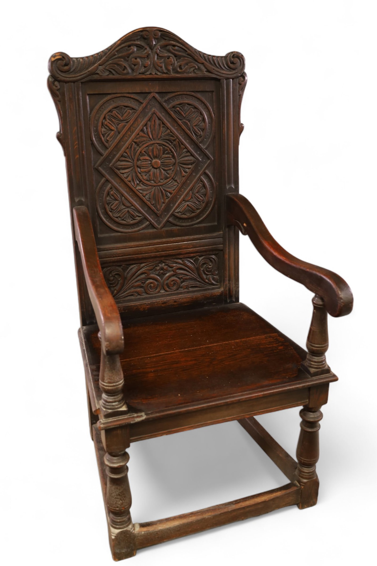 CARVED SPANISH STYLE HALL CHAIR (1 of 4)