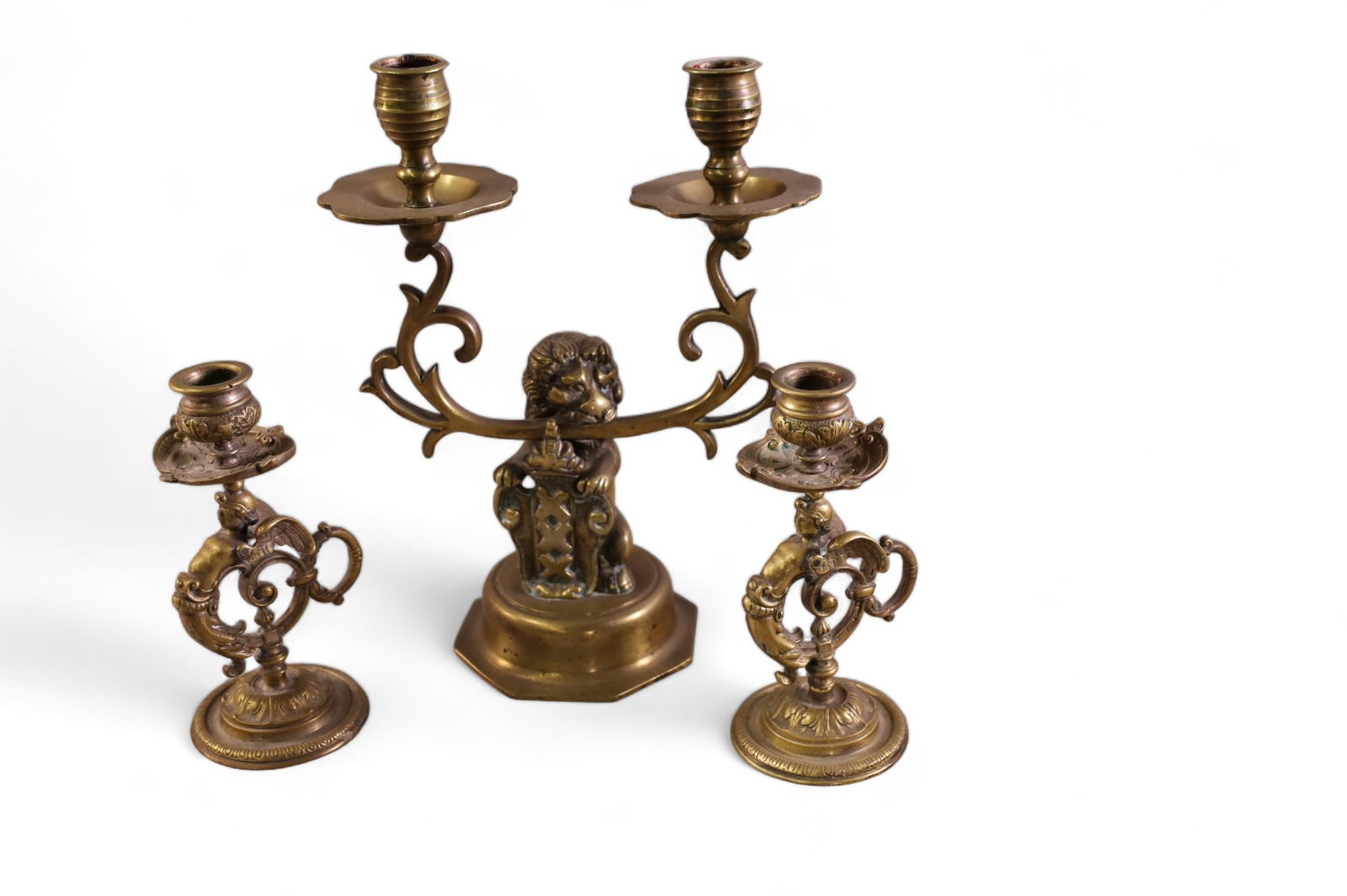 3 PIECE LION CANDELABRA SET (1 of 3)