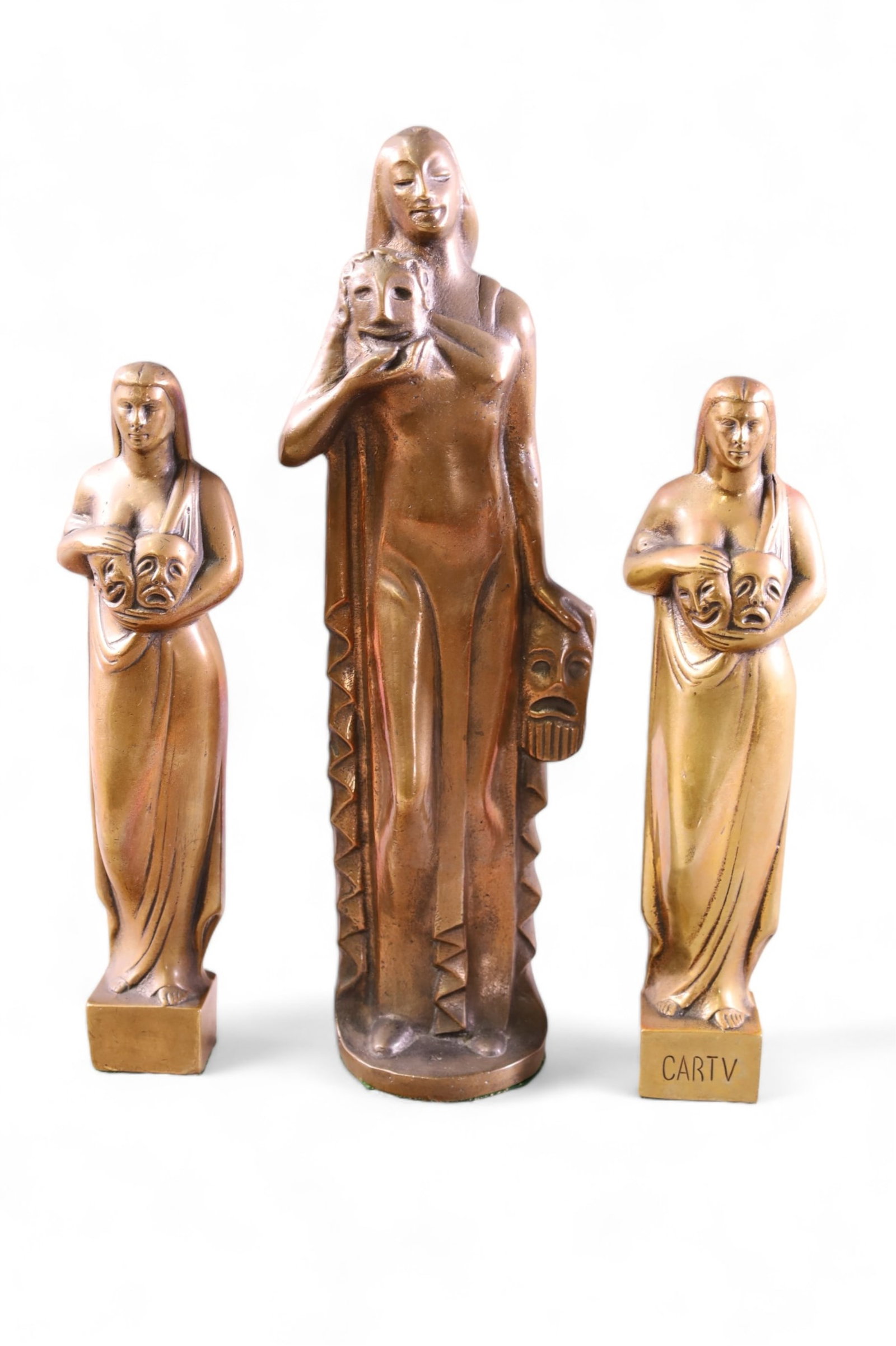 3 SPANISH BRONZE CARTV AWARDS: RADIO AND TELEVISION, SPANISH CARTV BRONZE AWARDS. 10" - 13" H