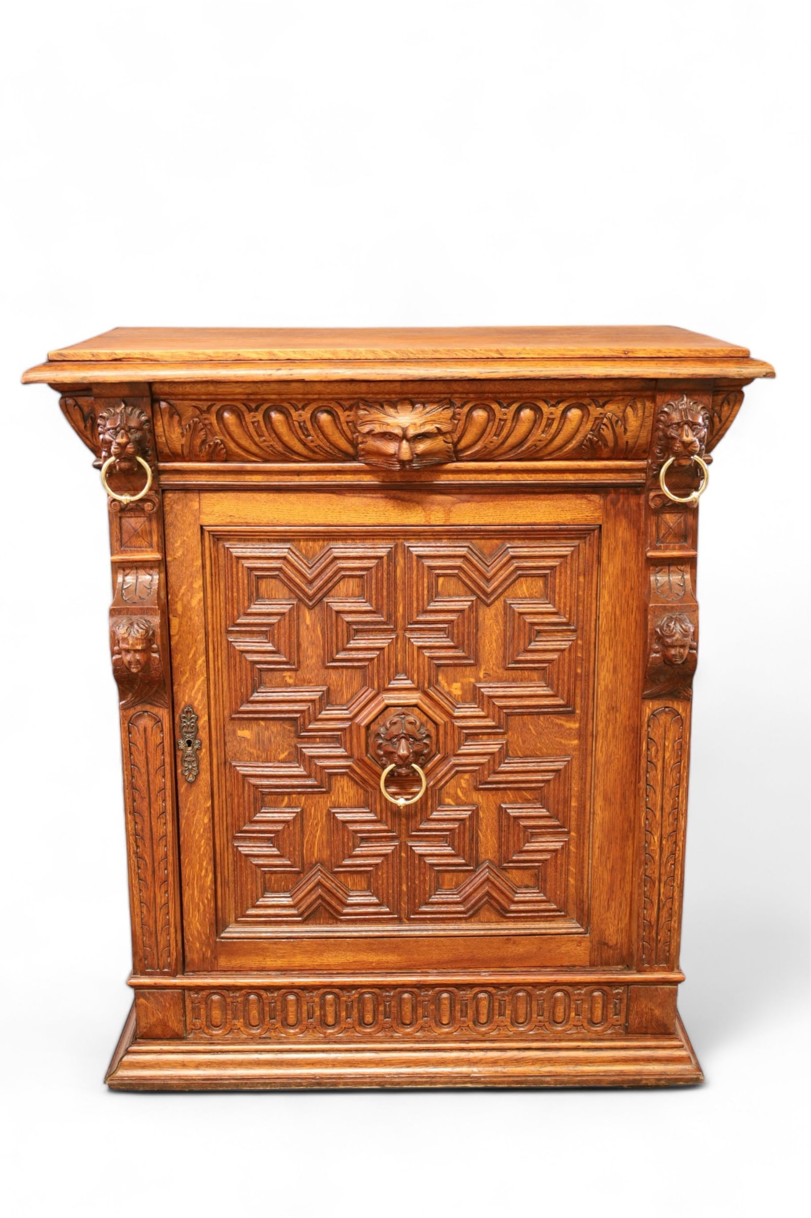 1900'S CARVED OAK GOTHIC HALL CABINET (1 of 3)