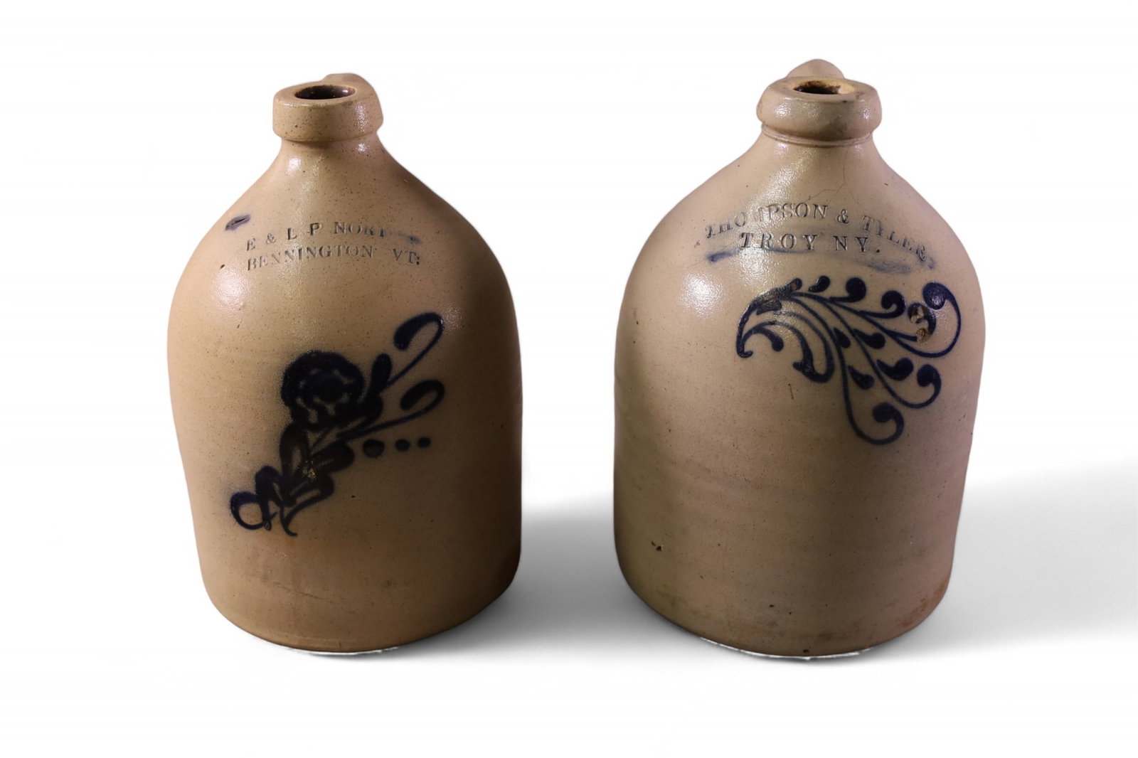 2 COBALT DECORATED STONEWARE JUGS (1 of 5)