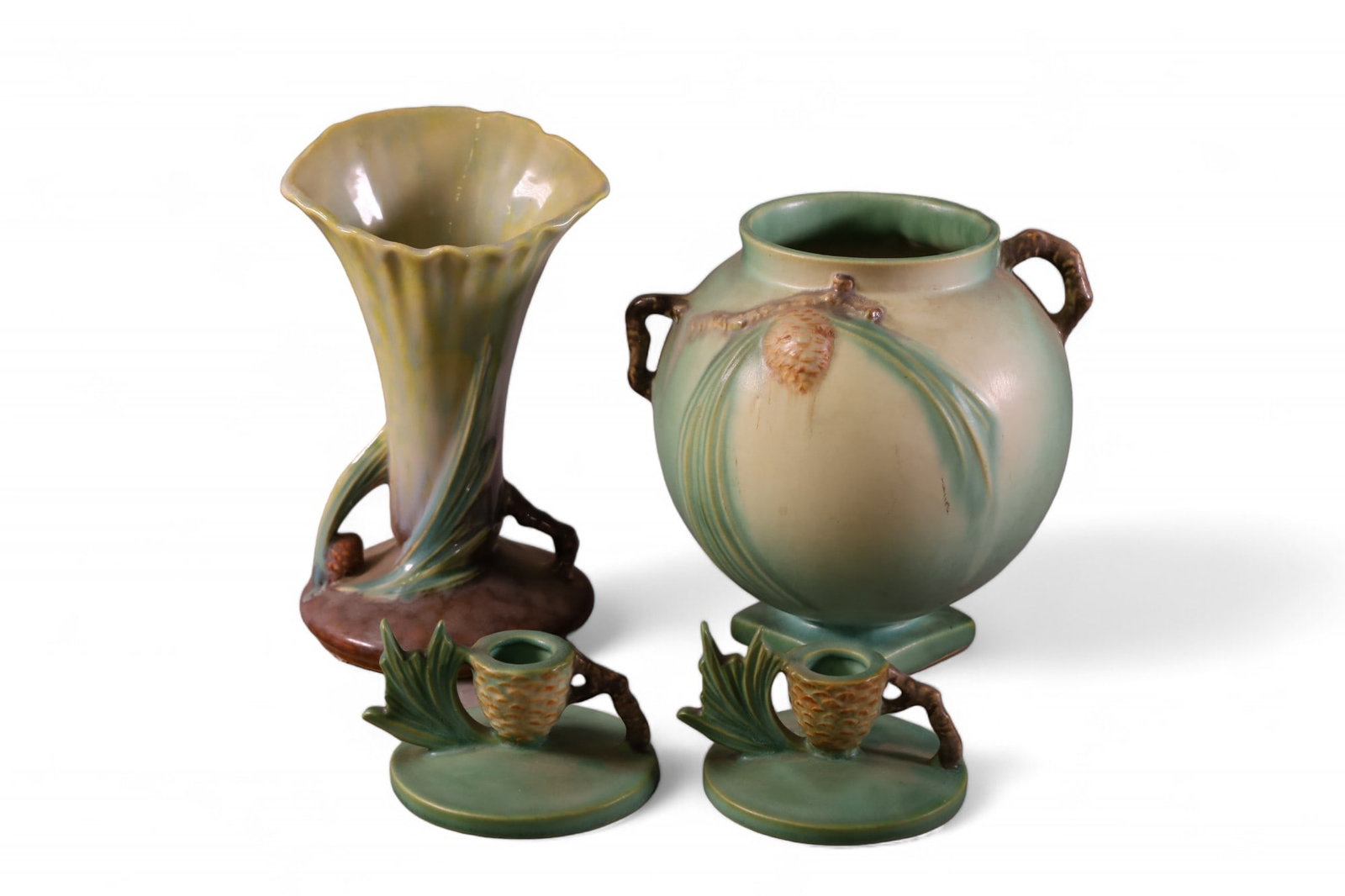 4 PIECES OF ROSEVILLE PINECONE (1 of 8)