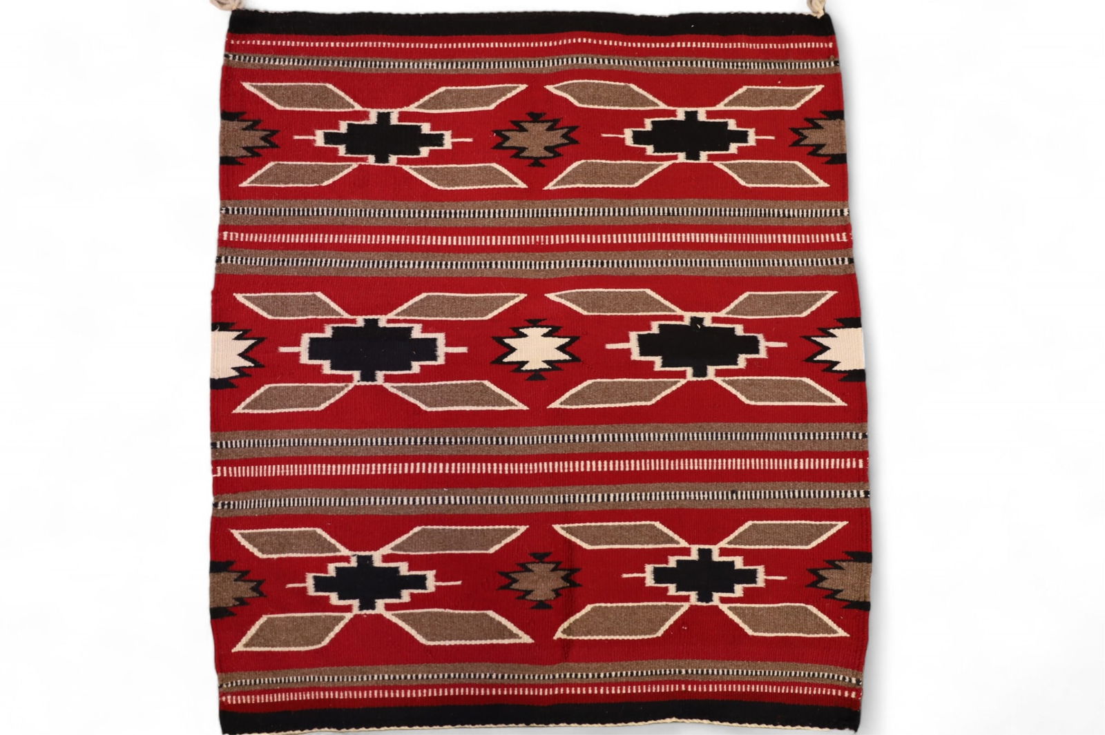 NAVAJO WEAVING: HANDMADE NATIVE AMERICAN NAVAJO WEAVING, APPROX 37" x 33"