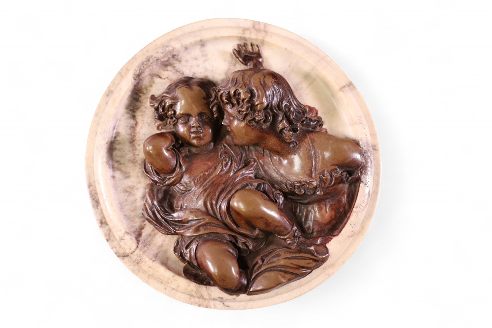 BRONZE & MARBLE WALL PLAQUE (1 of 3)