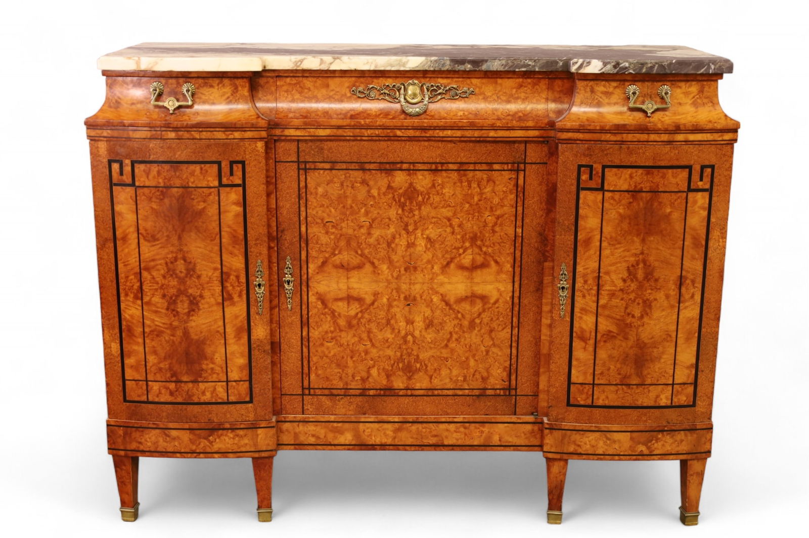 FRENCH BURLED MARBLE TOP BUFFET (1 of 4)