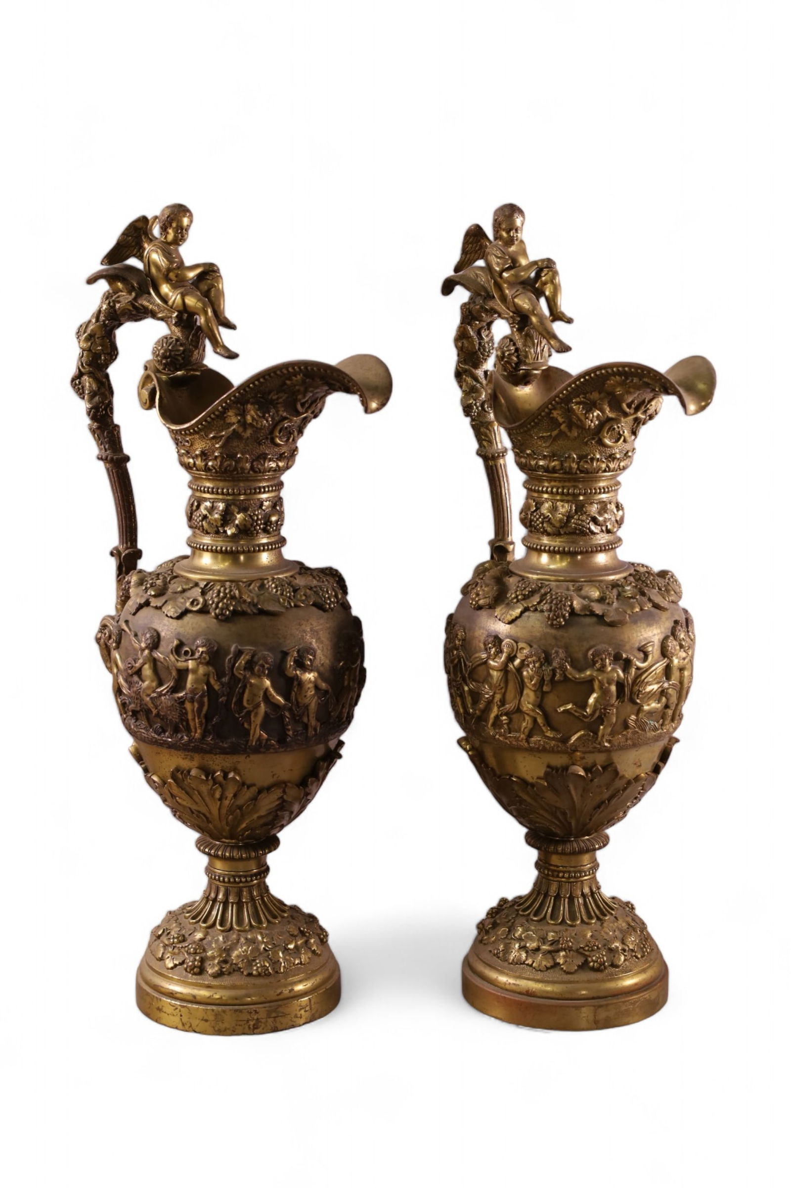 PAIR OF LARGE BRONZE EWERS (1 of 4)