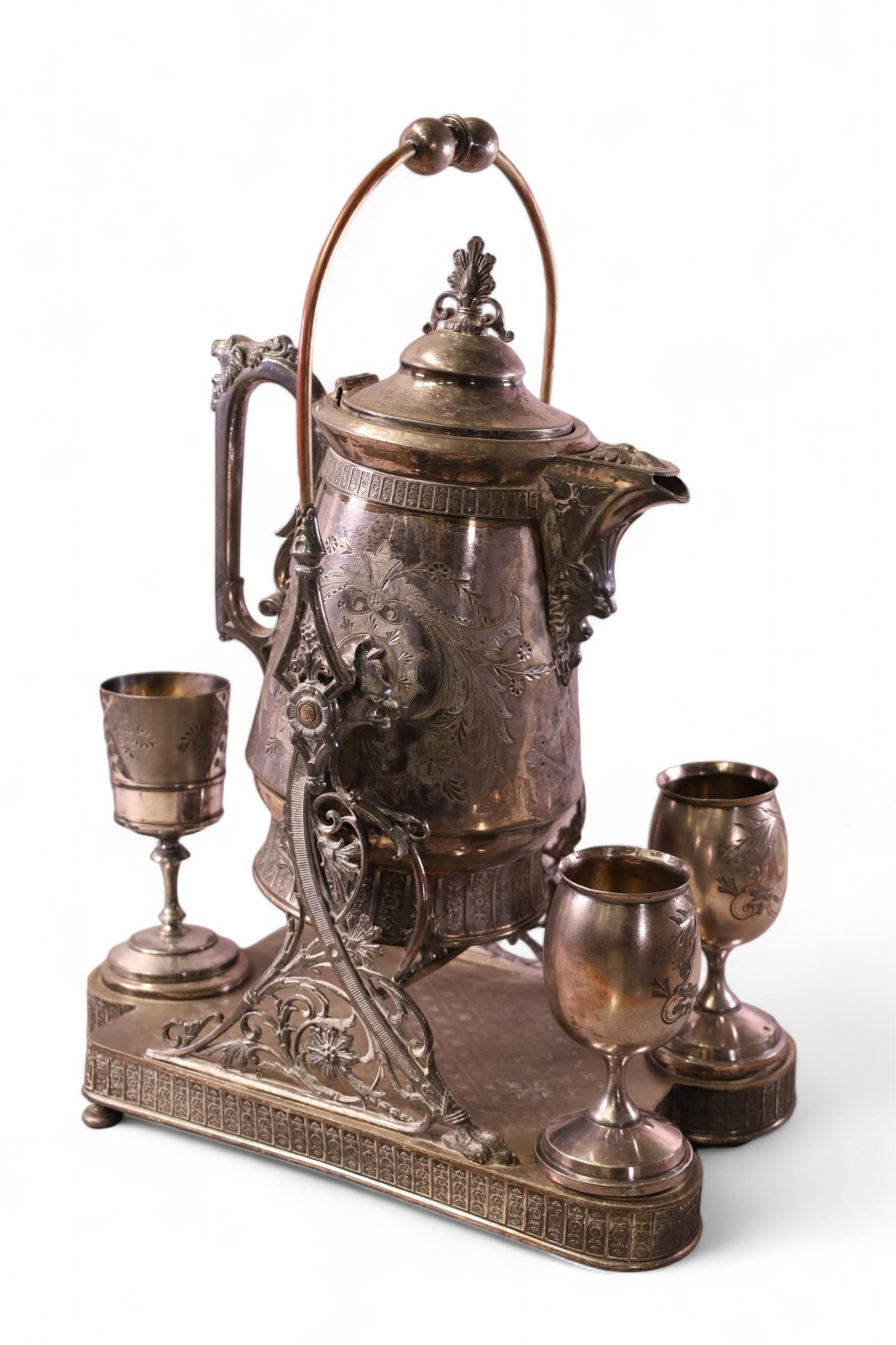 VICTORIAN SILVERPLATED TIPPING KETTLE (1 of 3)