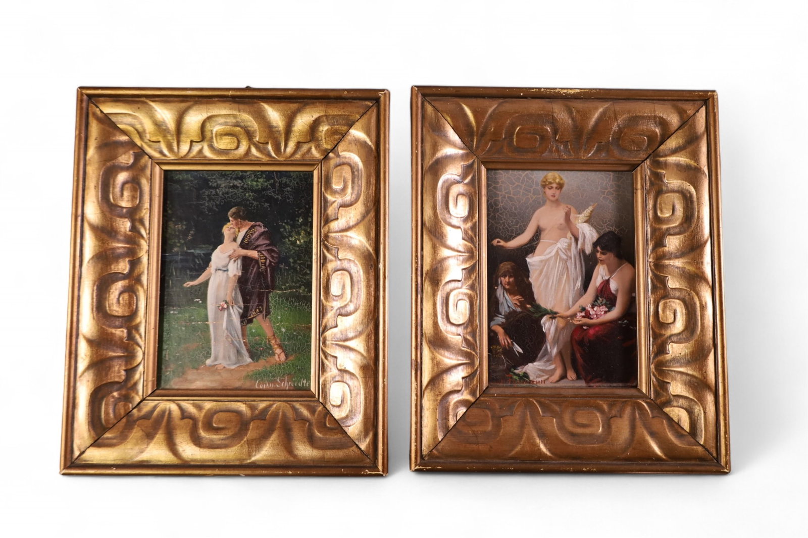 PAIR OF MINIATURE OIL PAINTINGS (1 of 4)