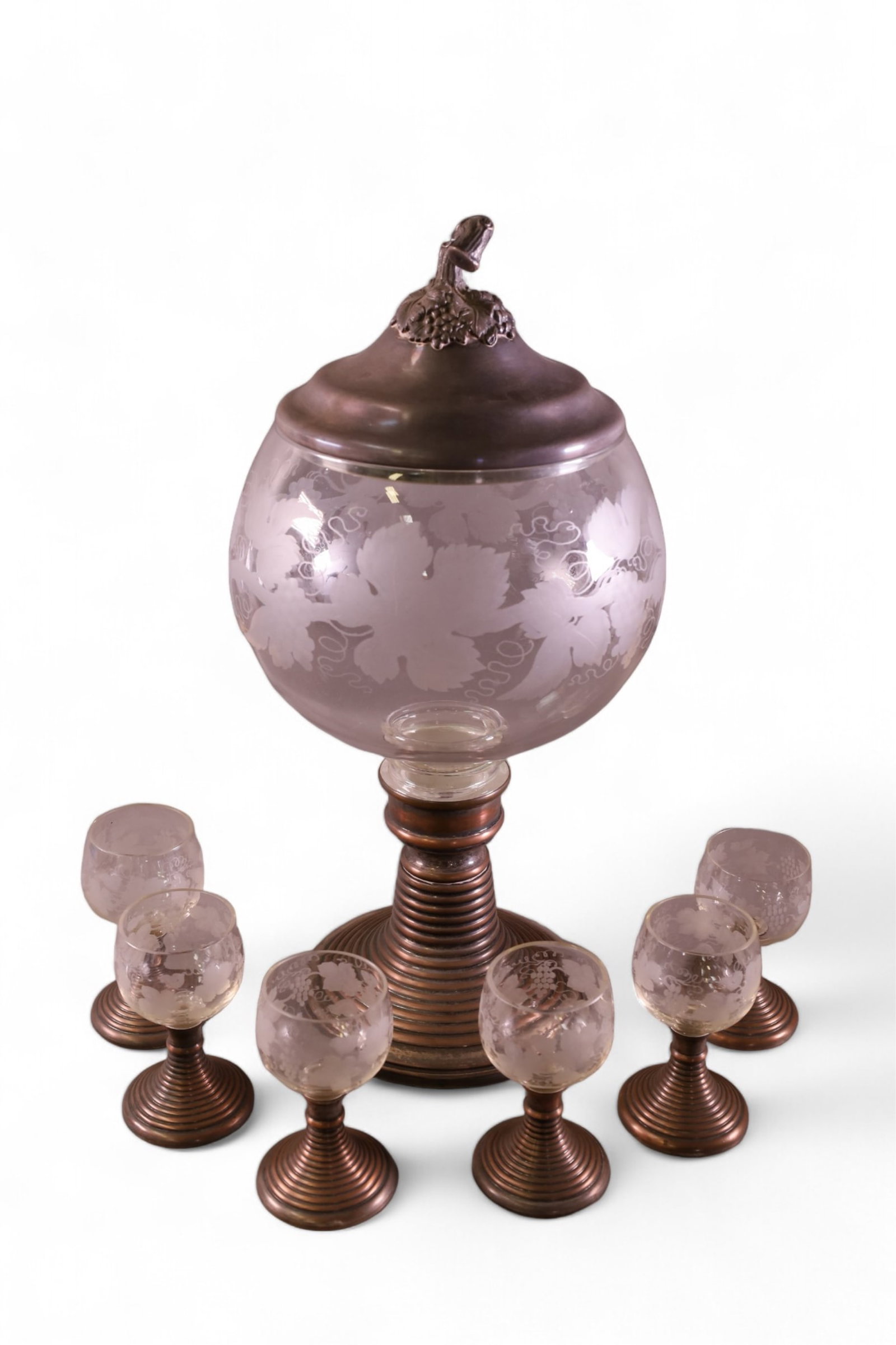 TALL SILVERPLATED & GLASS DRINK SET (1 of 3)