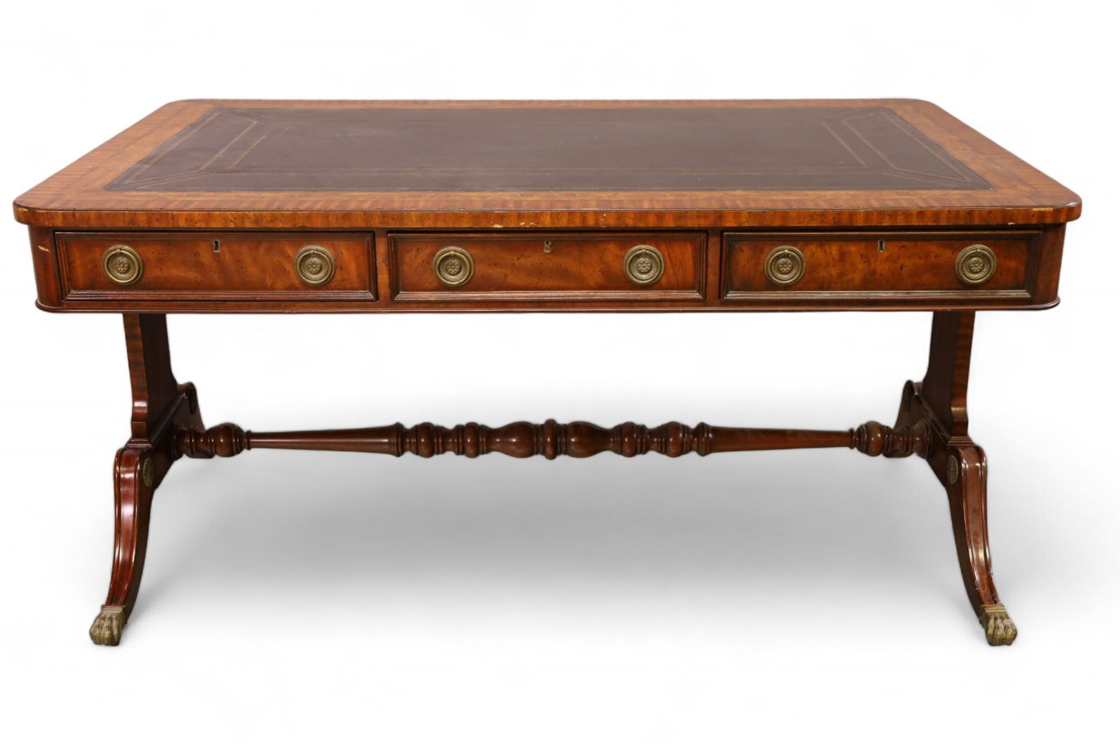 LEATHER TOP PARTNER'S DESK (1 of 4)