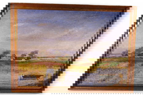 LARGE CARL NIELSEN OIL PAINTING: OIL ON CANVAS, SIGNED LOWER LEFT, CARL NIELSEN. NORWAY. 1948-1908. PAINT LOSS AND CRAZING TO IMAGE. 39" x 27" IMAGE & 43" x 31" FRAME. ITEM EXCEEDS SIZE LIMITATIONS FOR IN HOUSE SHIPPING, IT MUST BE P