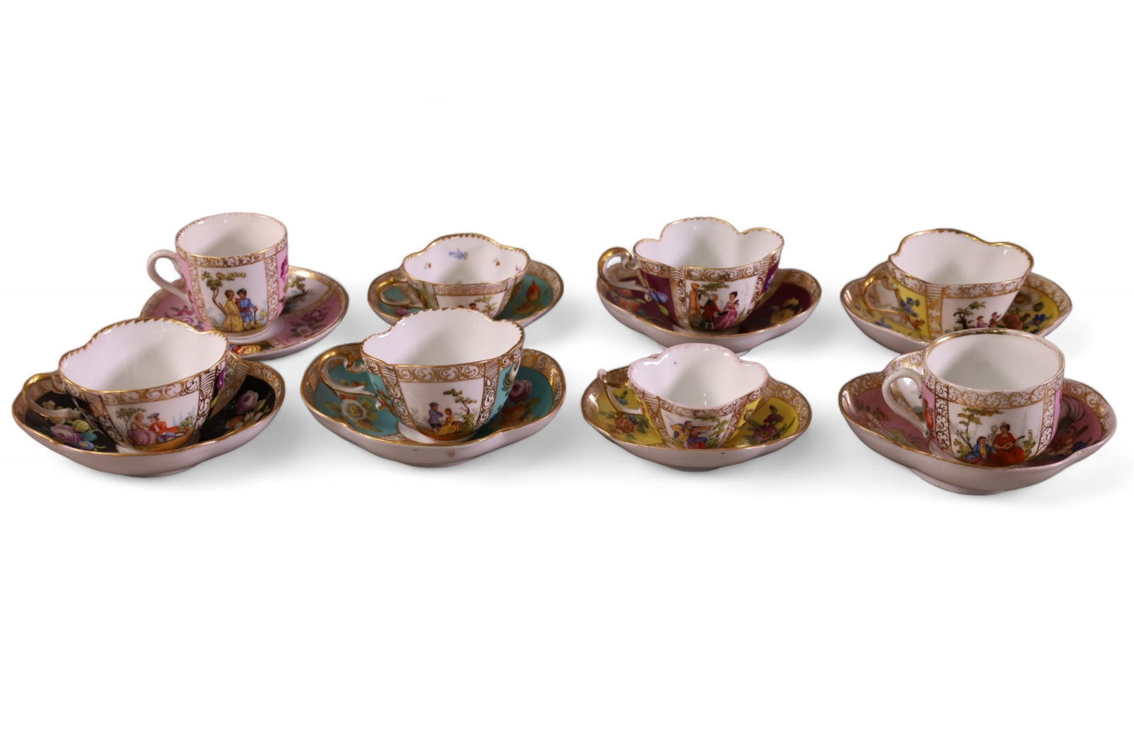 8 DRESDEN CUPS & SAUCERS (1 of 11)