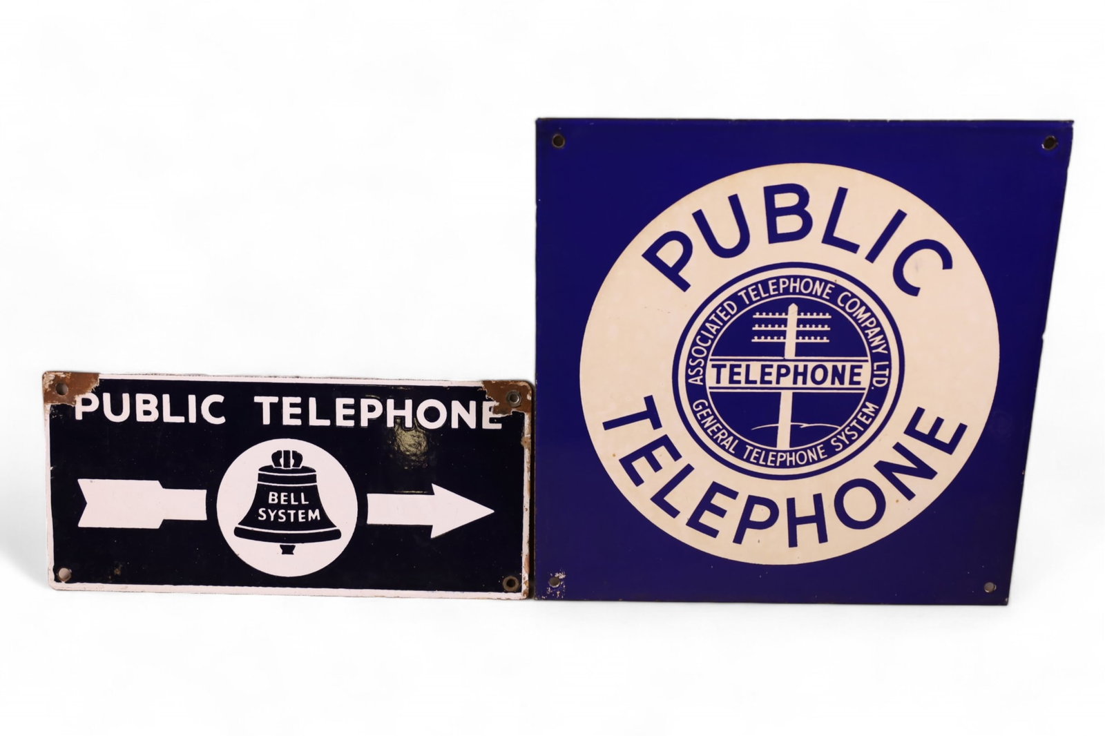 2 DOUBLE SIDED PORCELAIN TELEPHONE SIGNS (1 of 2)