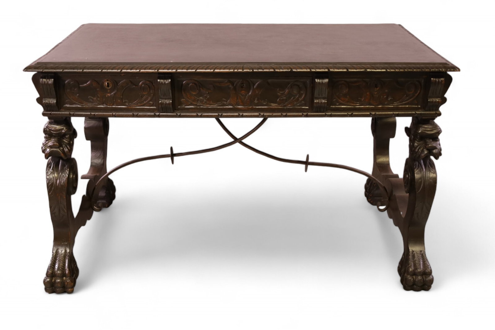 ANTIQUE SPANISH TRESTLE BASE DESK (1 of 4)