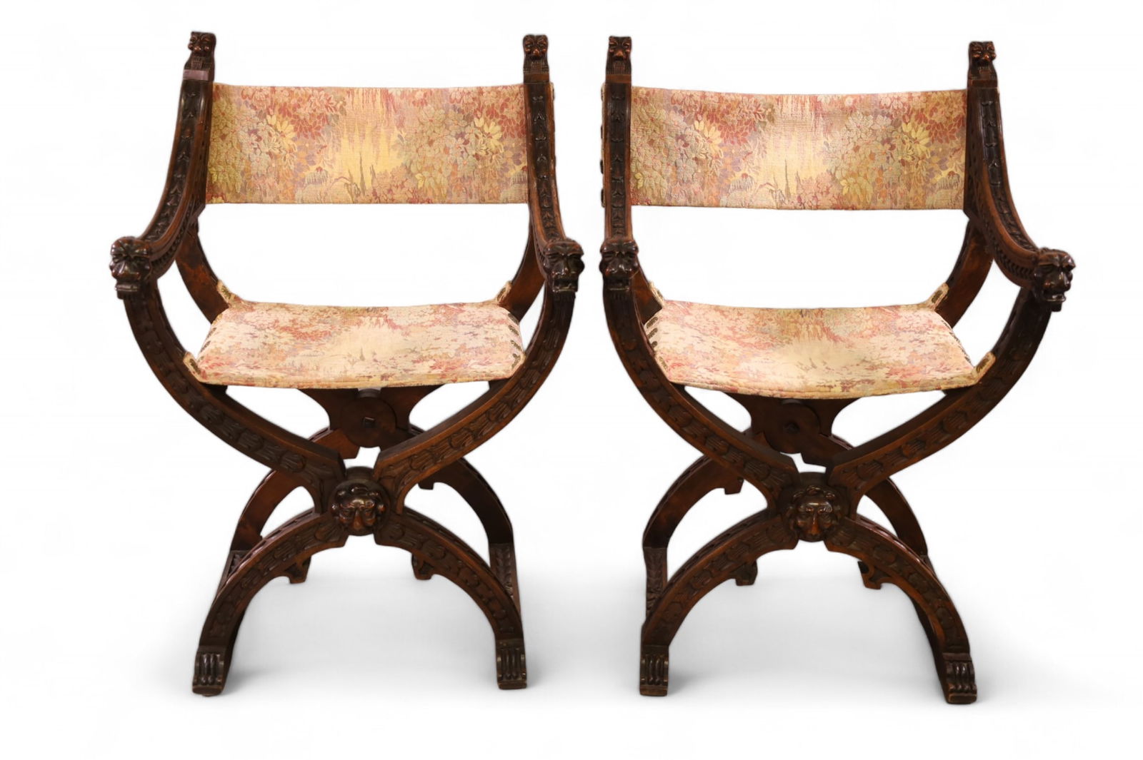 PAIR OF 1920'S SPANISH STYLE HALL CHAIRS (1 of 5)