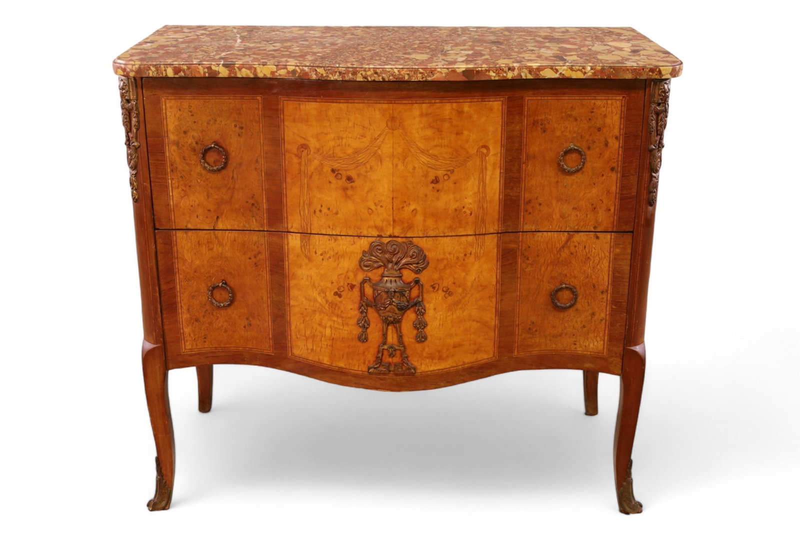 INLAID FRENCH MARBLE TOP CHEST (1 of 2)