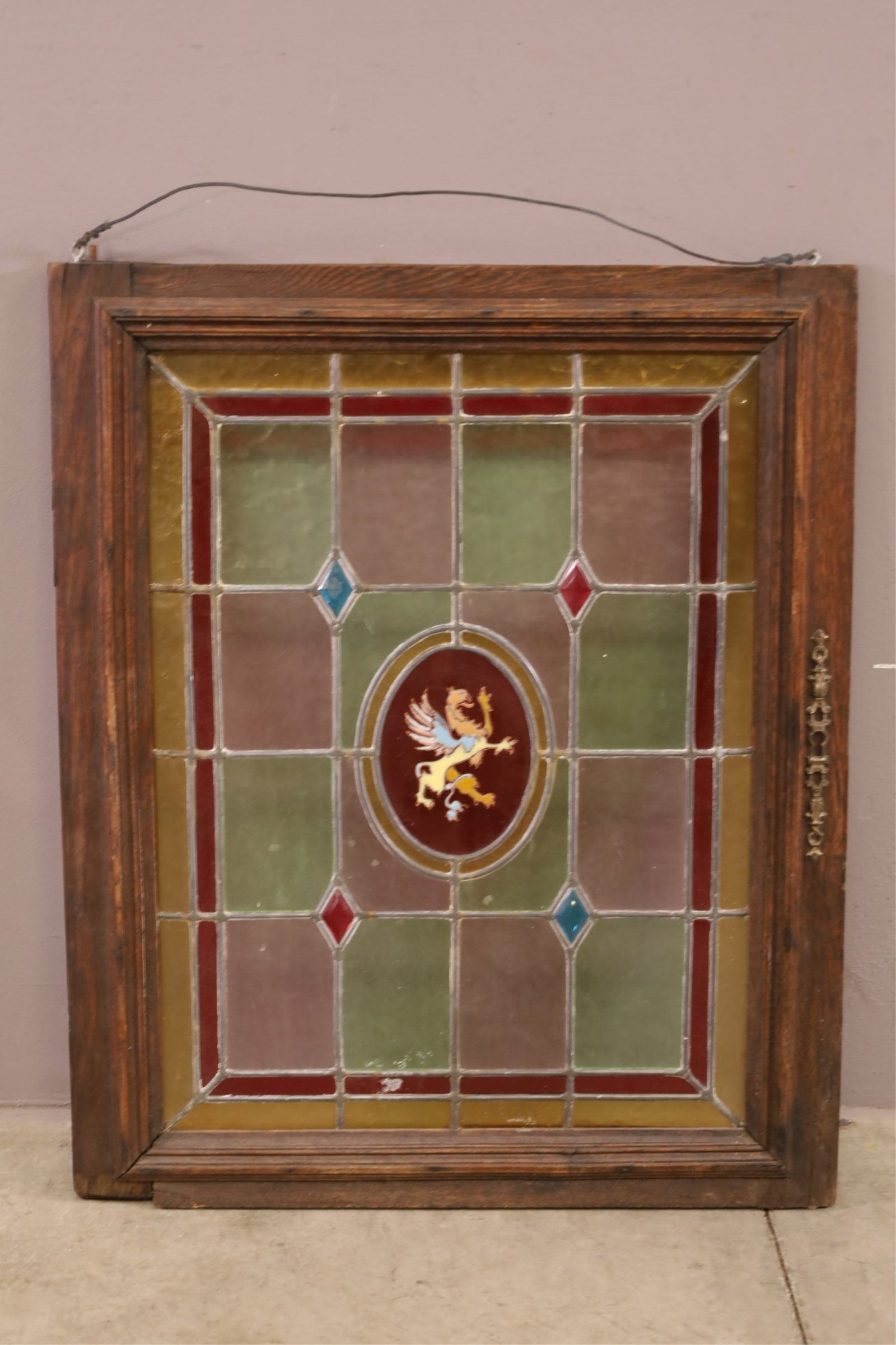 ANTIQUE LEADED GLASS WINDOW (1 of 3)