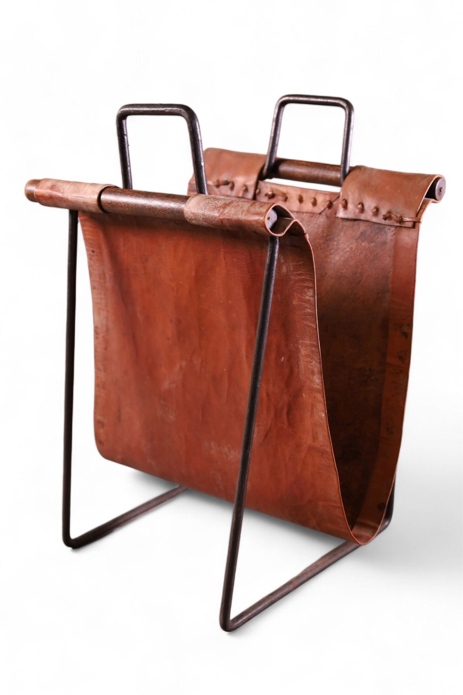 LEATHER & IRON MAGAZINE RACK (1 of 3)