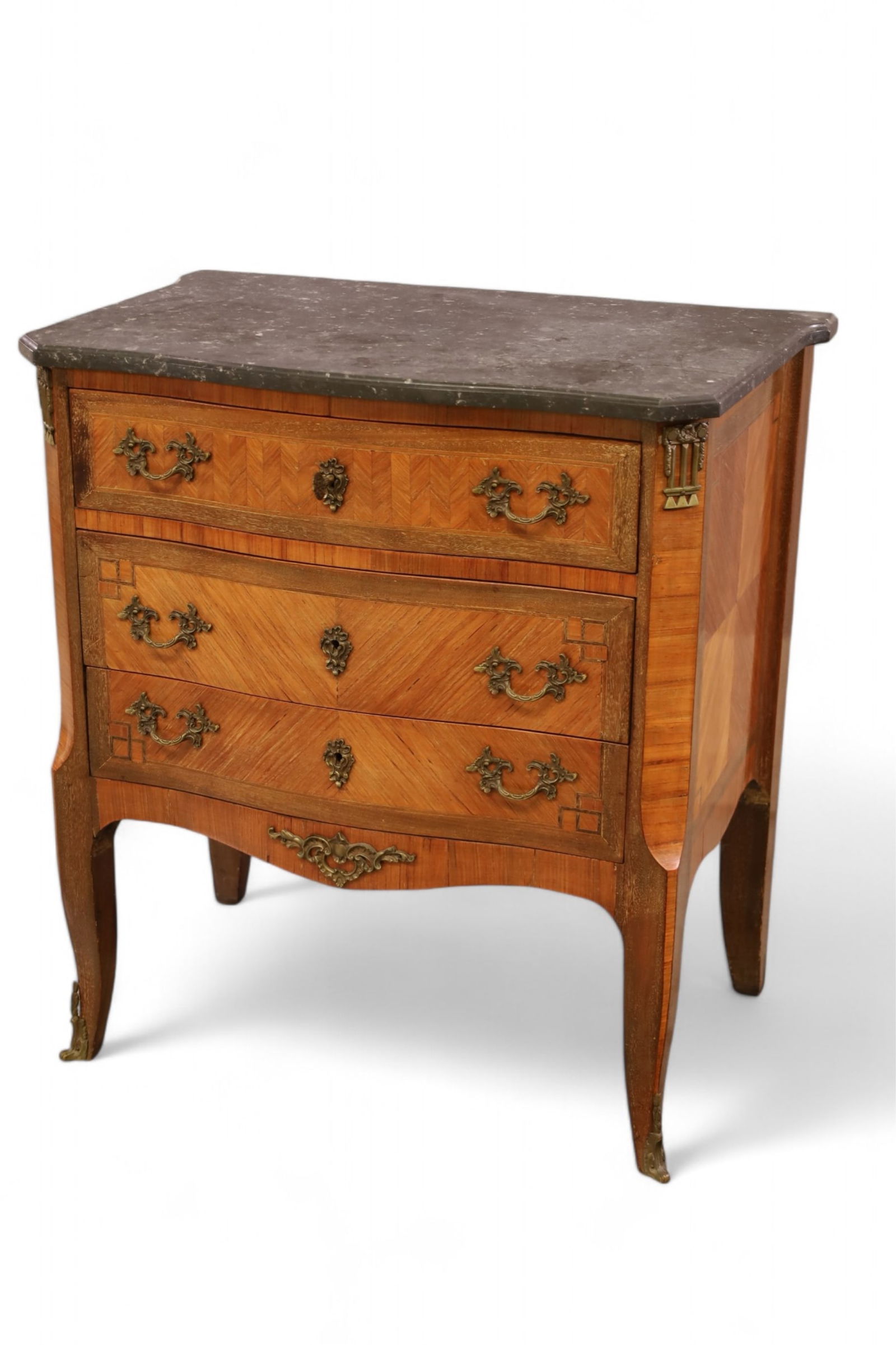 FRENCH MARBLE TOP 3 DRAWER CHEST (1 of 4)