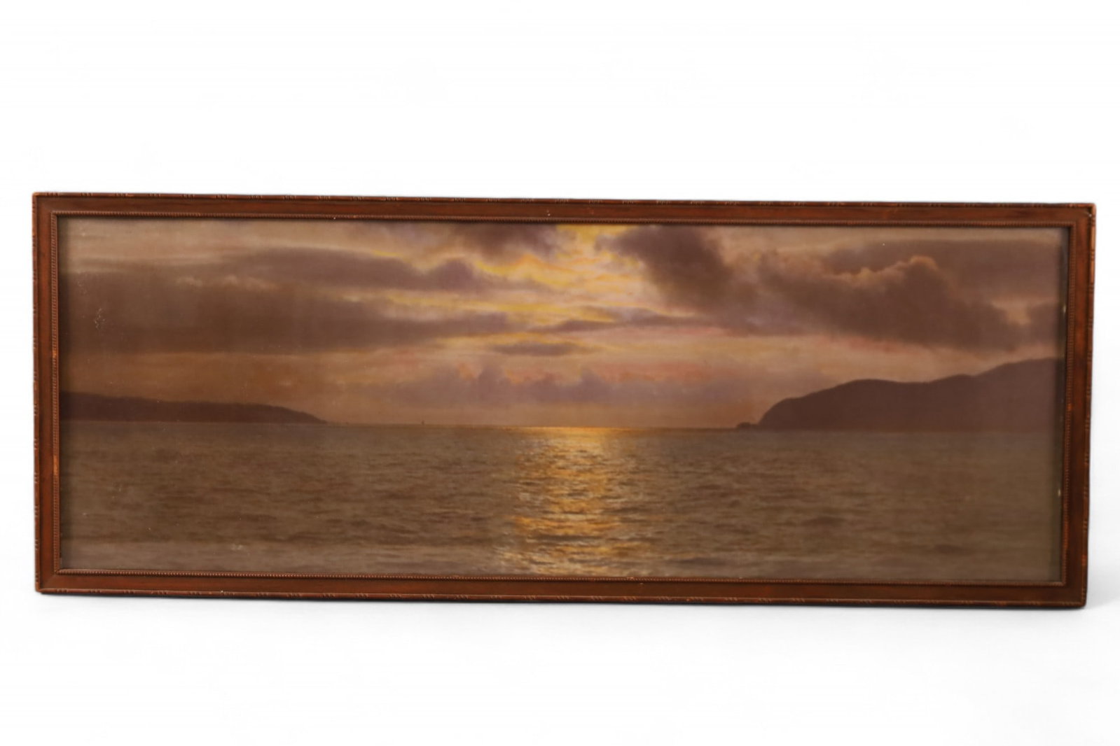 ANTIQUE HAND TINTED PHOTO OF THE "GOLDEN GATE": ANTIQUE HAND TINTED SAN FRANCISCO CALIFORNIA PHOTO BEFORE THE GOLDEN GATE BRIDGE, 27" x 10" IN FRAME