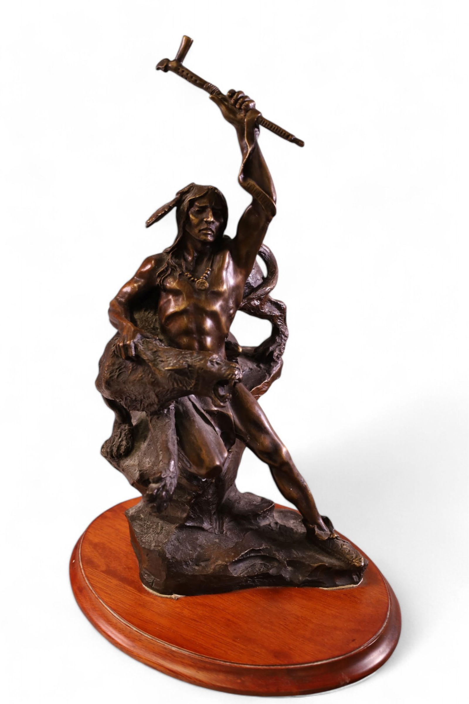 BUCK MCCAIN NATIVE AMERICAN BRONZE FIGURE (1 of 3)