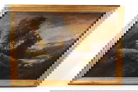 VICTORIAN LANDSCAPE PAINTING (AS IS): OIL ON CANVAS, SIGNED JOHN ISAACS. REPAIRS, HOLES. 36" x 26" IN FRAME. THIS ITEM EXCEEDS SIZE LIMITATIONS FOR IN HOUSE SHIPPING, IT MUST BE SHIPPED VIA 3rd PARTY GROUND SHIPPER OR PICKED UP IN HOUSE.