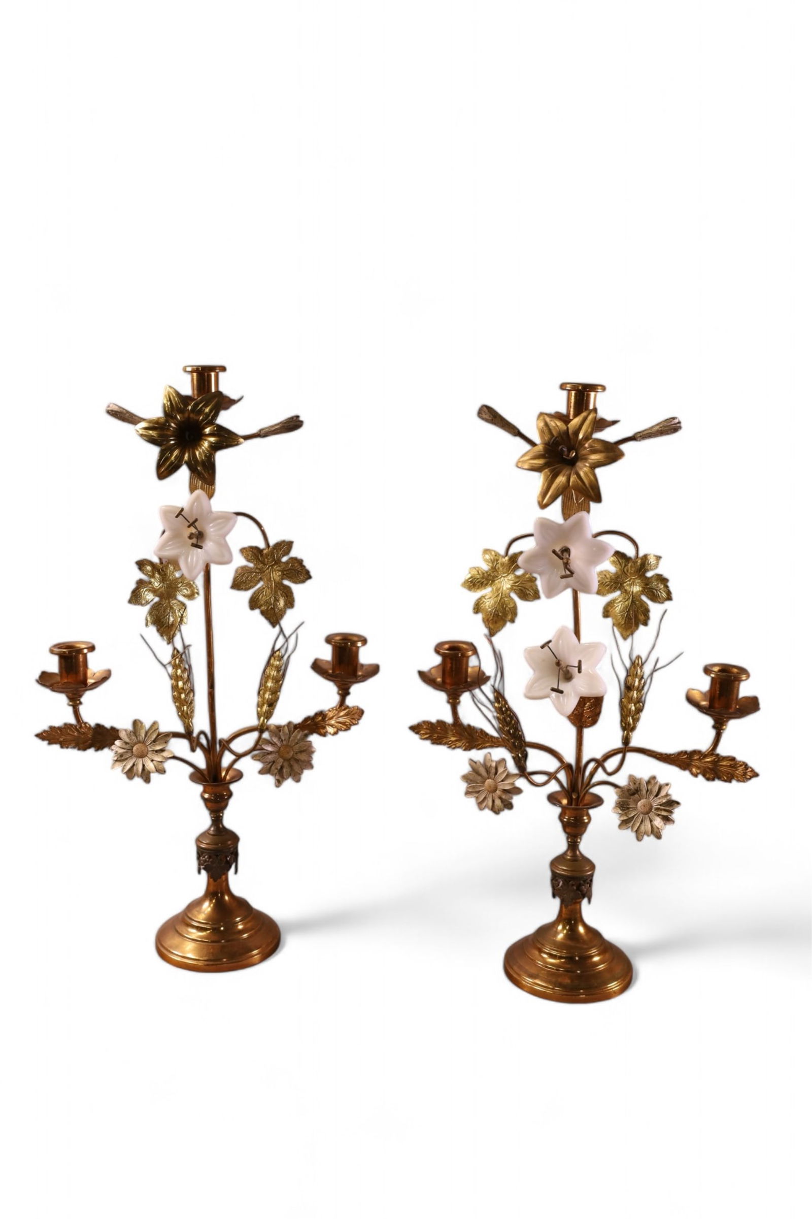 PAIR OF FLORAL CANDELABRAS (1 of 3)