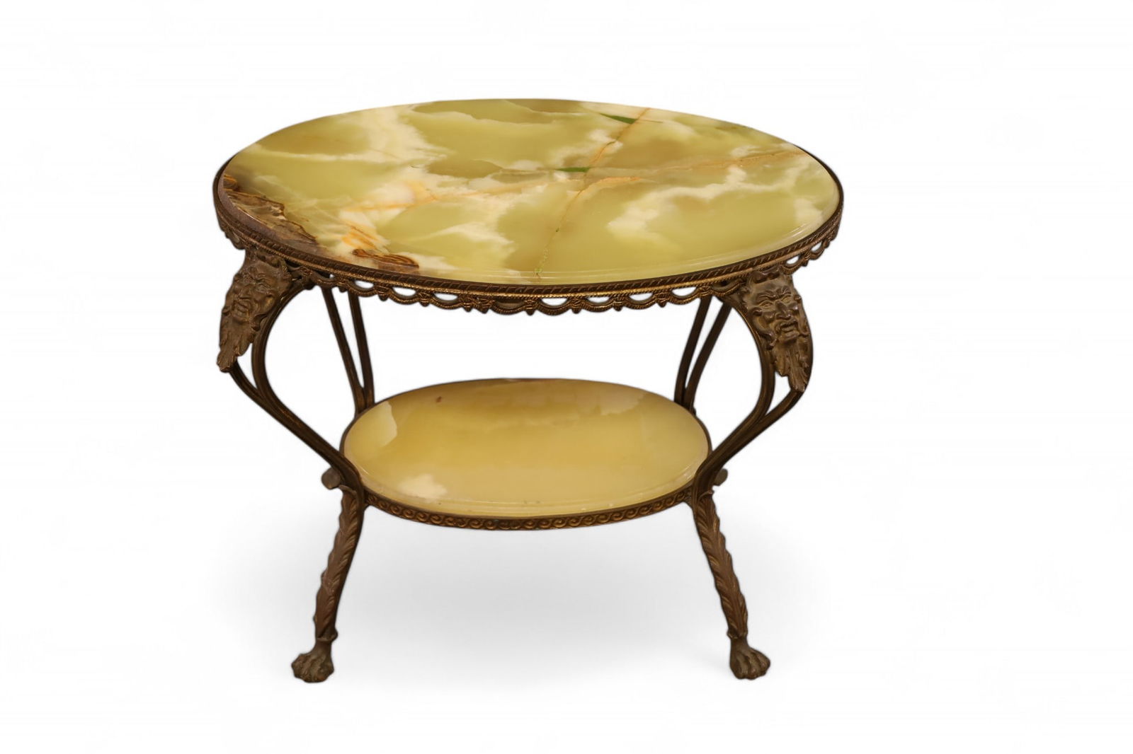 ART DECO CAST METAL FIGURAL SIDE TABLE (1 of 3)