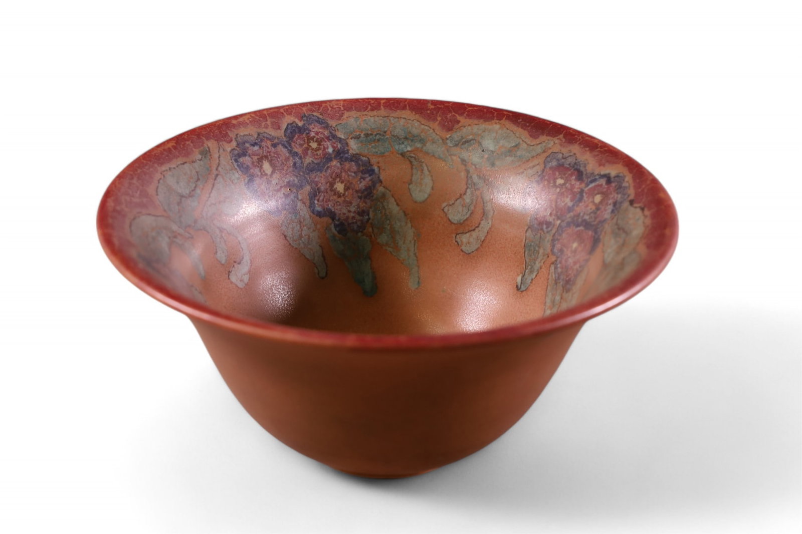 1925 ROOKWOOD CENTER BOWL: 1925 ROOKWOOD FLORAL DECORATED ROOKWOOD CENTER BOWL. 8" x 4"