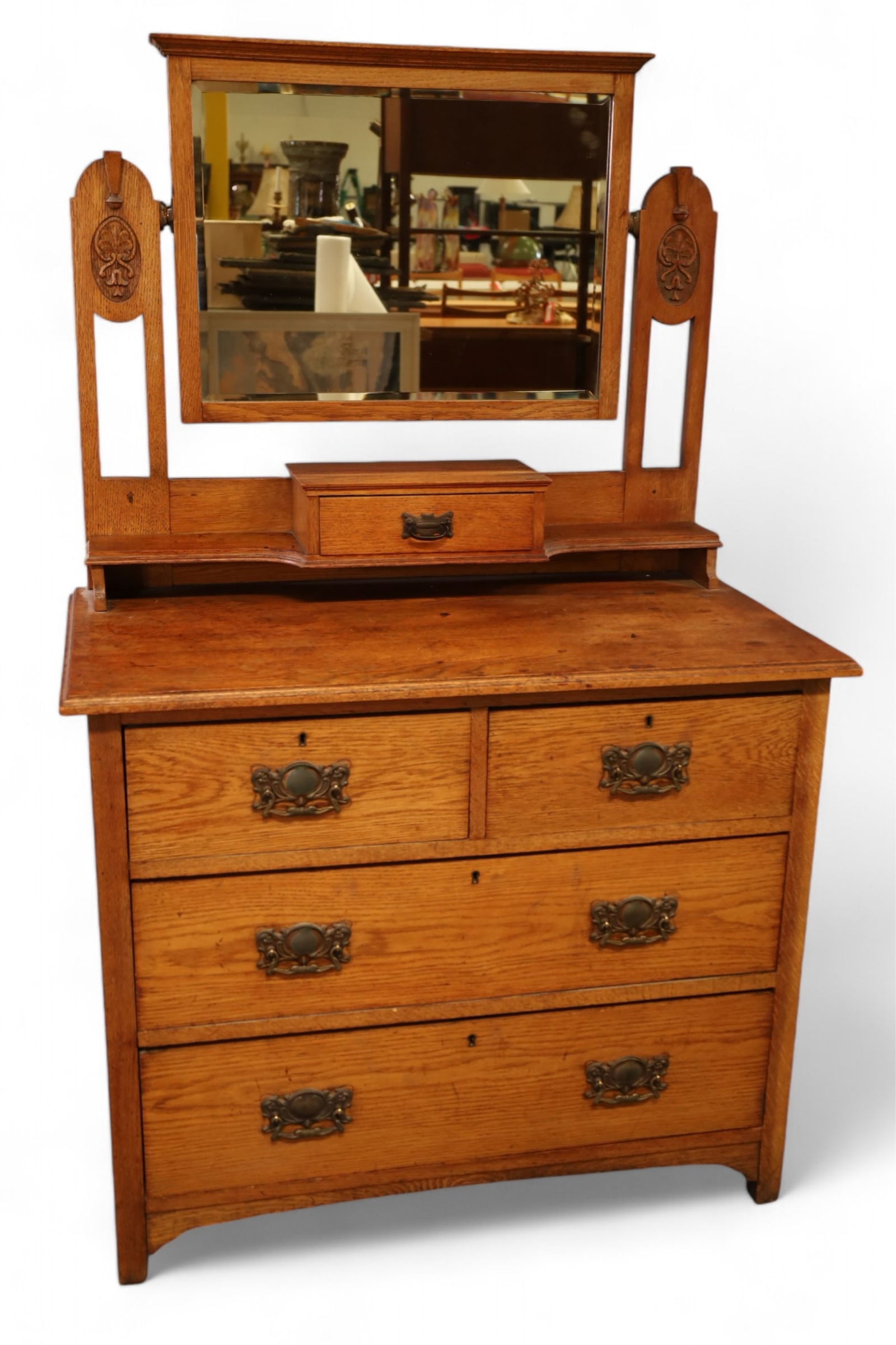ENGLISH OAK DRESSER & MIRROR (1 of 2)