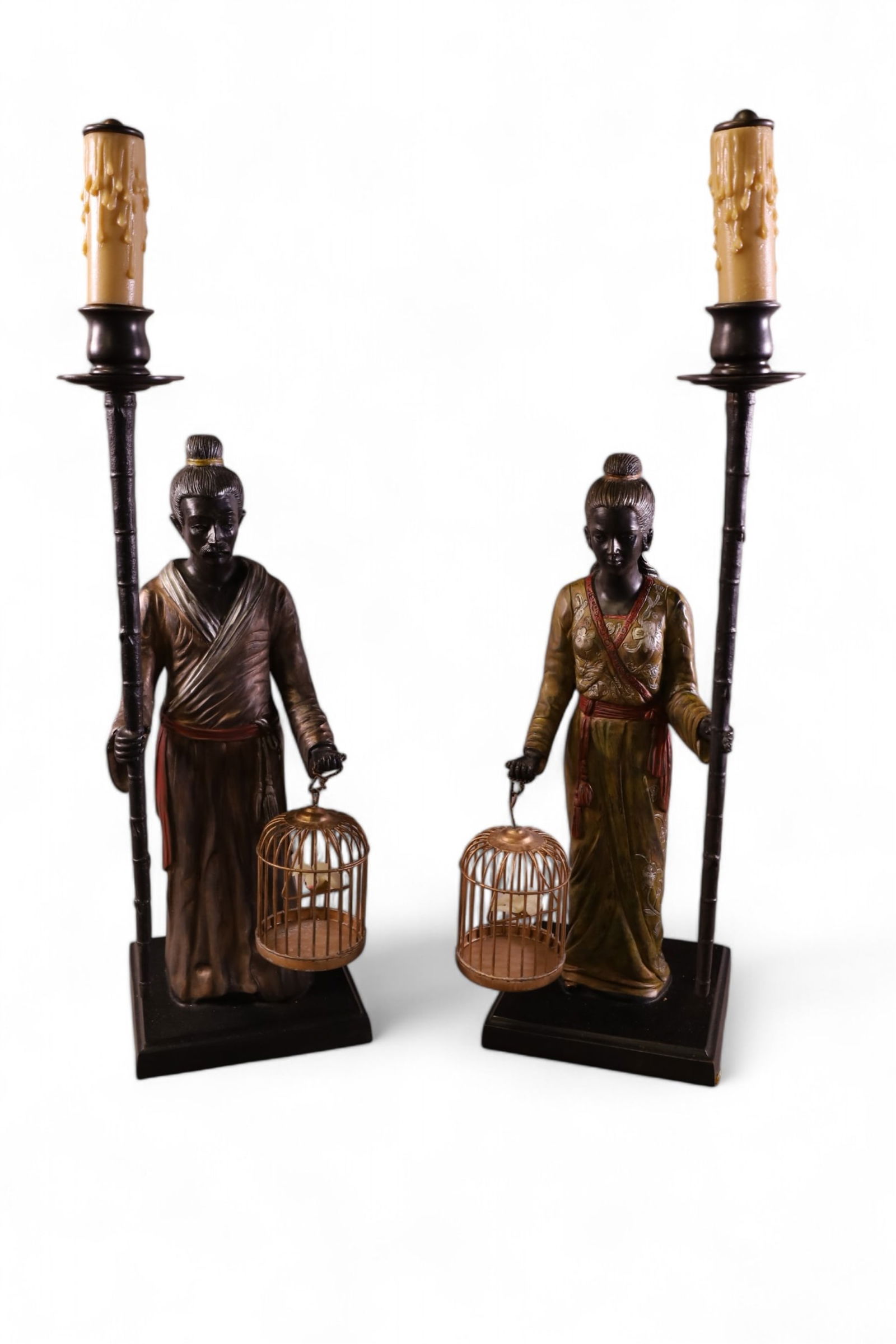 PAIR OF ASIAN STYLE BRONZE CANDELABRAS (1 of 3)
