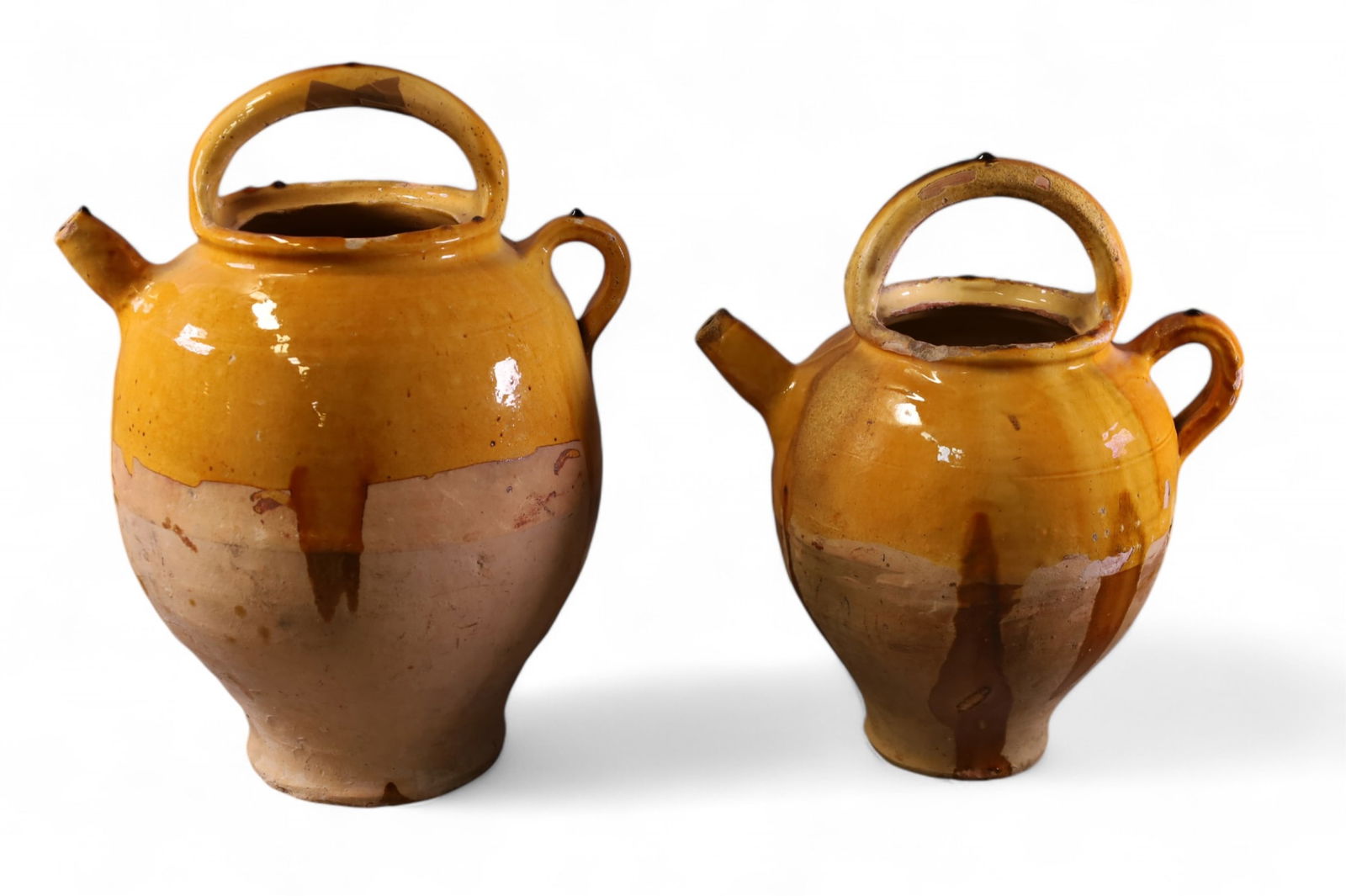 2 LARGE FRENCH POTTERY PITCHERS (1 of 3)