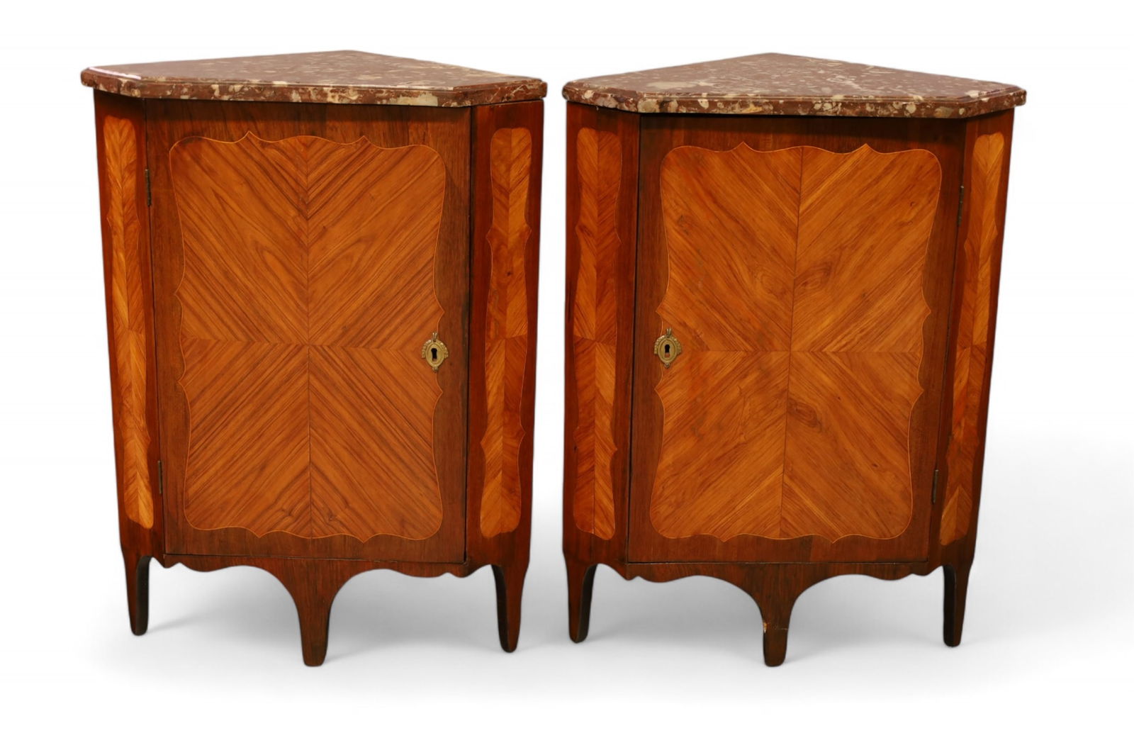 PAIR OF FRENCH MARBLE TOP CORNER CABINETS (1 of 3)