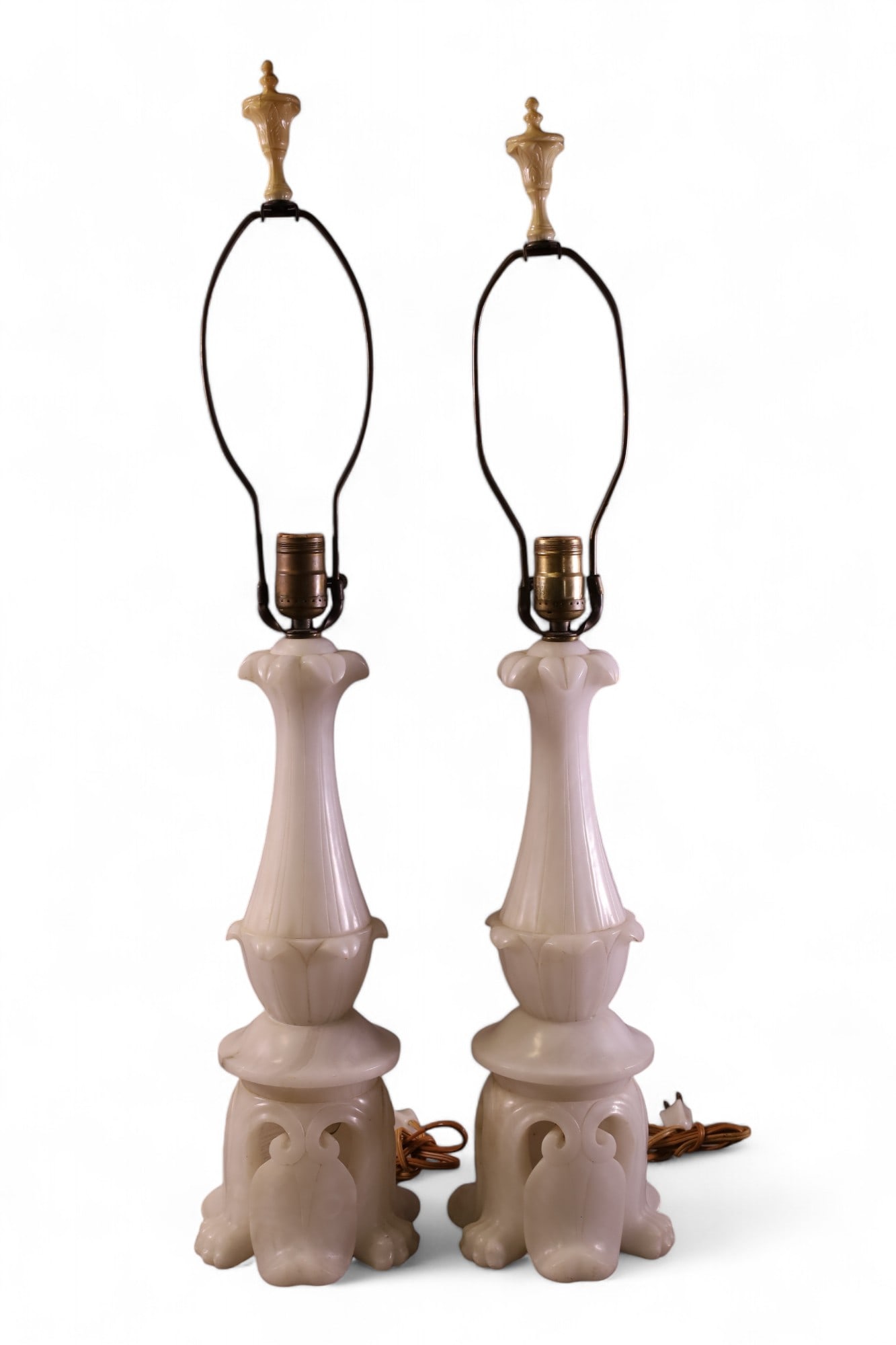 PAIR OF ALABASTER TABLE LAMPS (1 of 3)