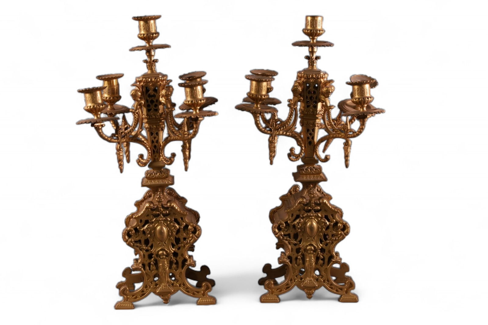 PAIR OF BRONZE CANDELABRAS (1 of 3)