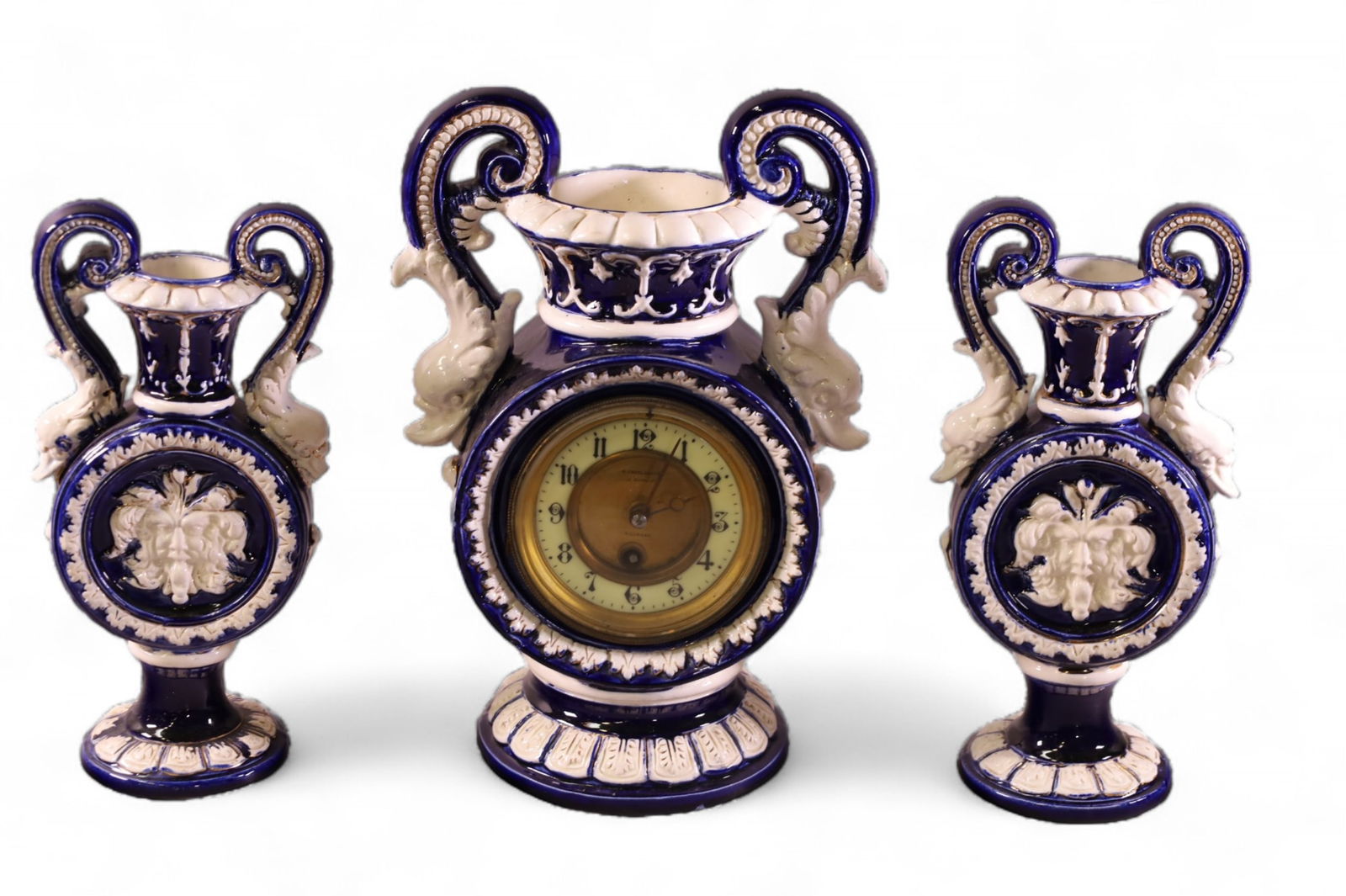 3 PIECE FRENCH PORCELAIN CLOCK SET (1 of 3)