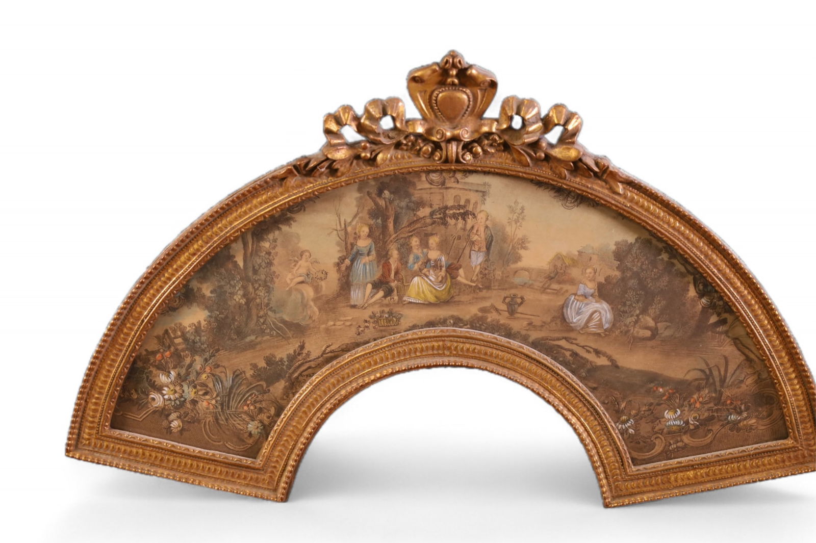 1920'S FRAMED FAN SHAPED PRINT (1 of 2)