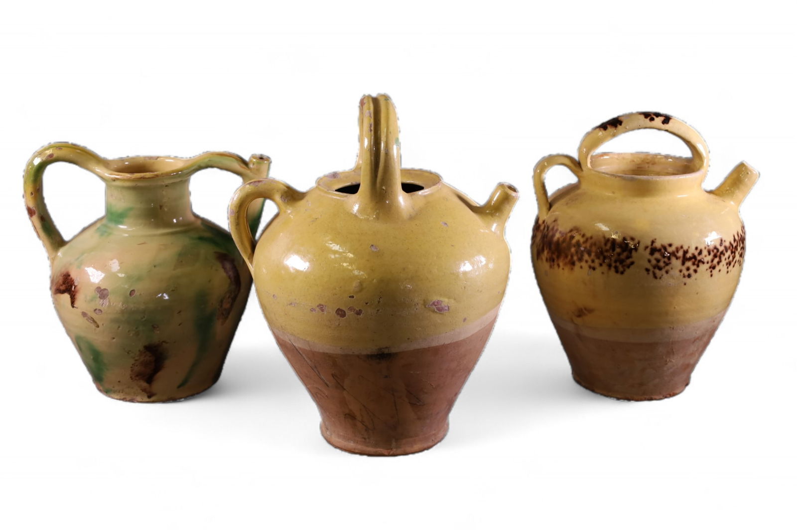 3 FRENCH POTTERY PITCHERS (1 of 4)