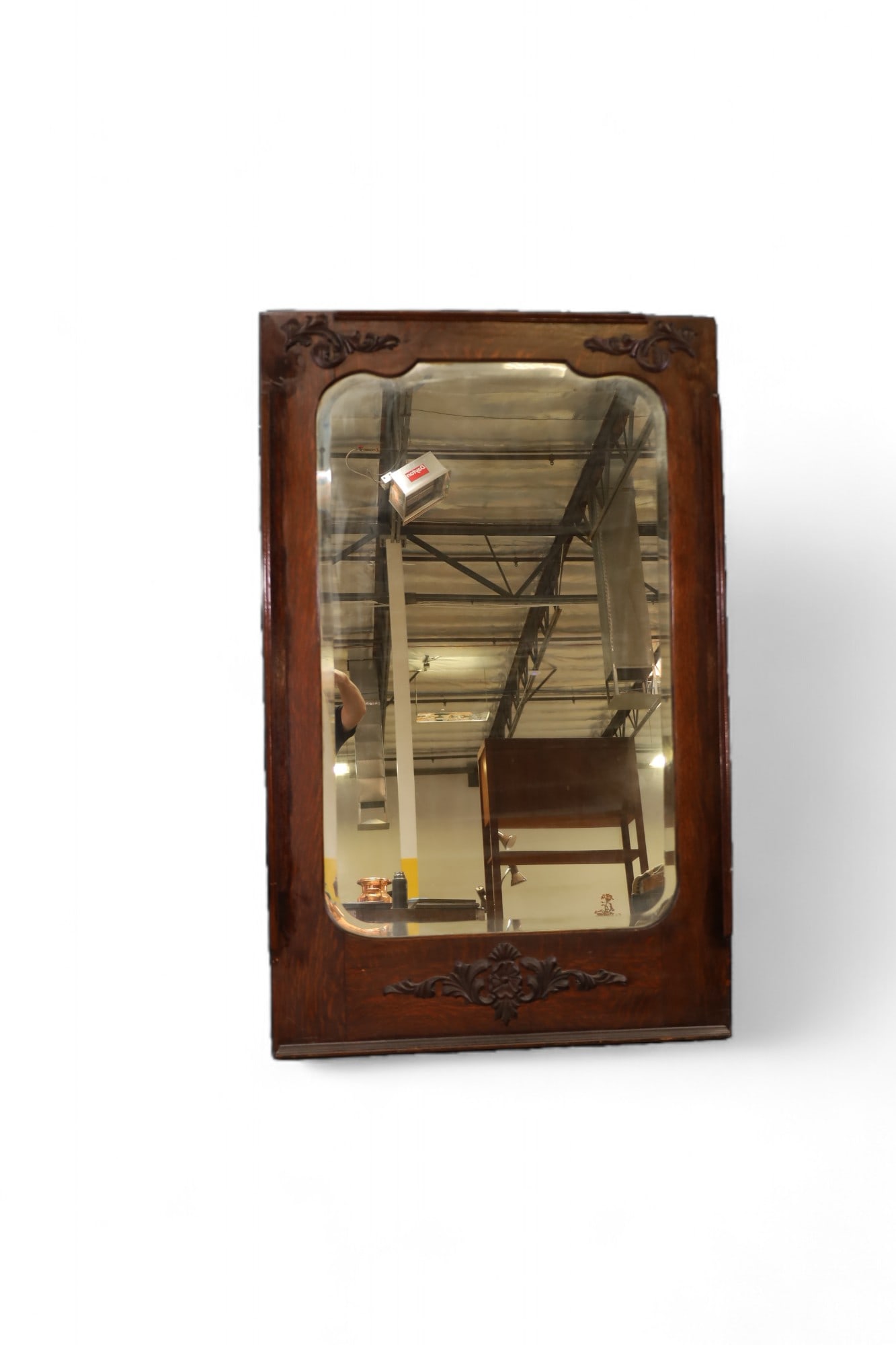 LARGE OAK WALL MIRROR (1 of 2)