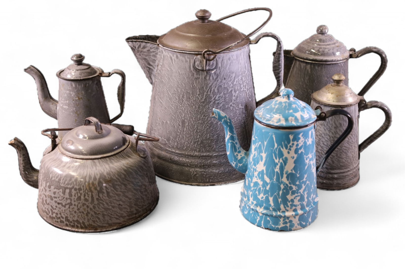 6 GRANITEWARE COFFEE POTS (1 of 4)
