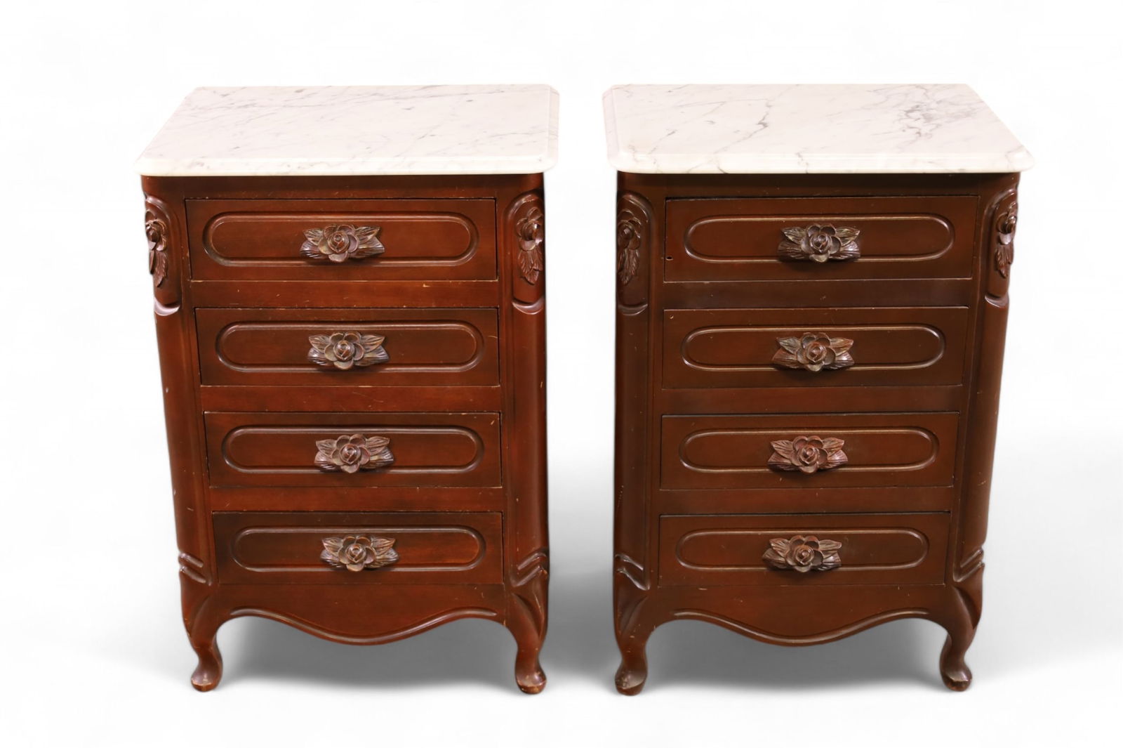 PAIR OF MARBLE TOP NIGHTSTANDS (1 of 4)