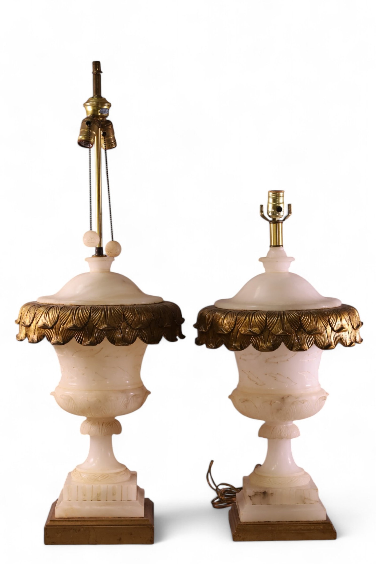 NEAR PAIR OF ALABASTER TABLE LAMPS (1 of 2)