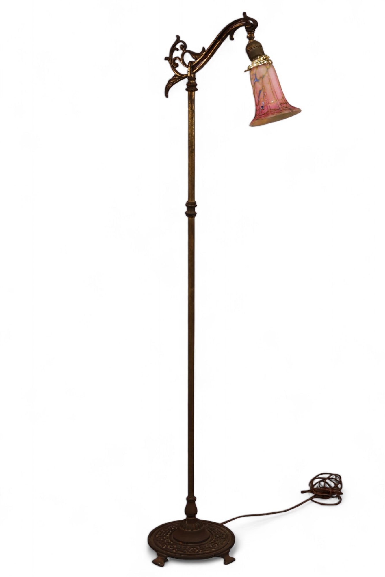ANTIQUE FLOOR LAMP W/ ART GLASS SHADE (1 of 3)