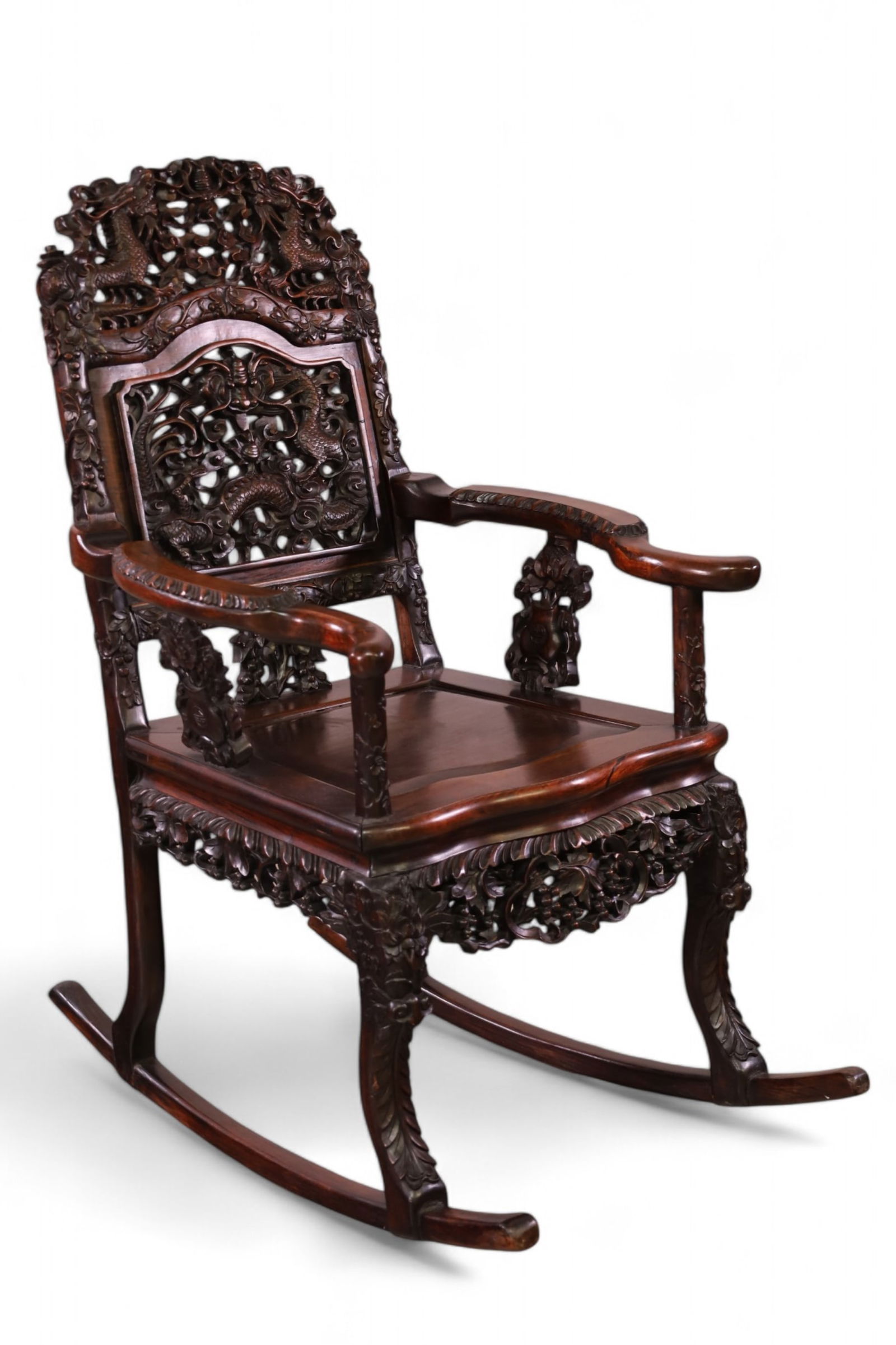 HIGHLY CARVED CHINESE ROCKER (1 of 5)